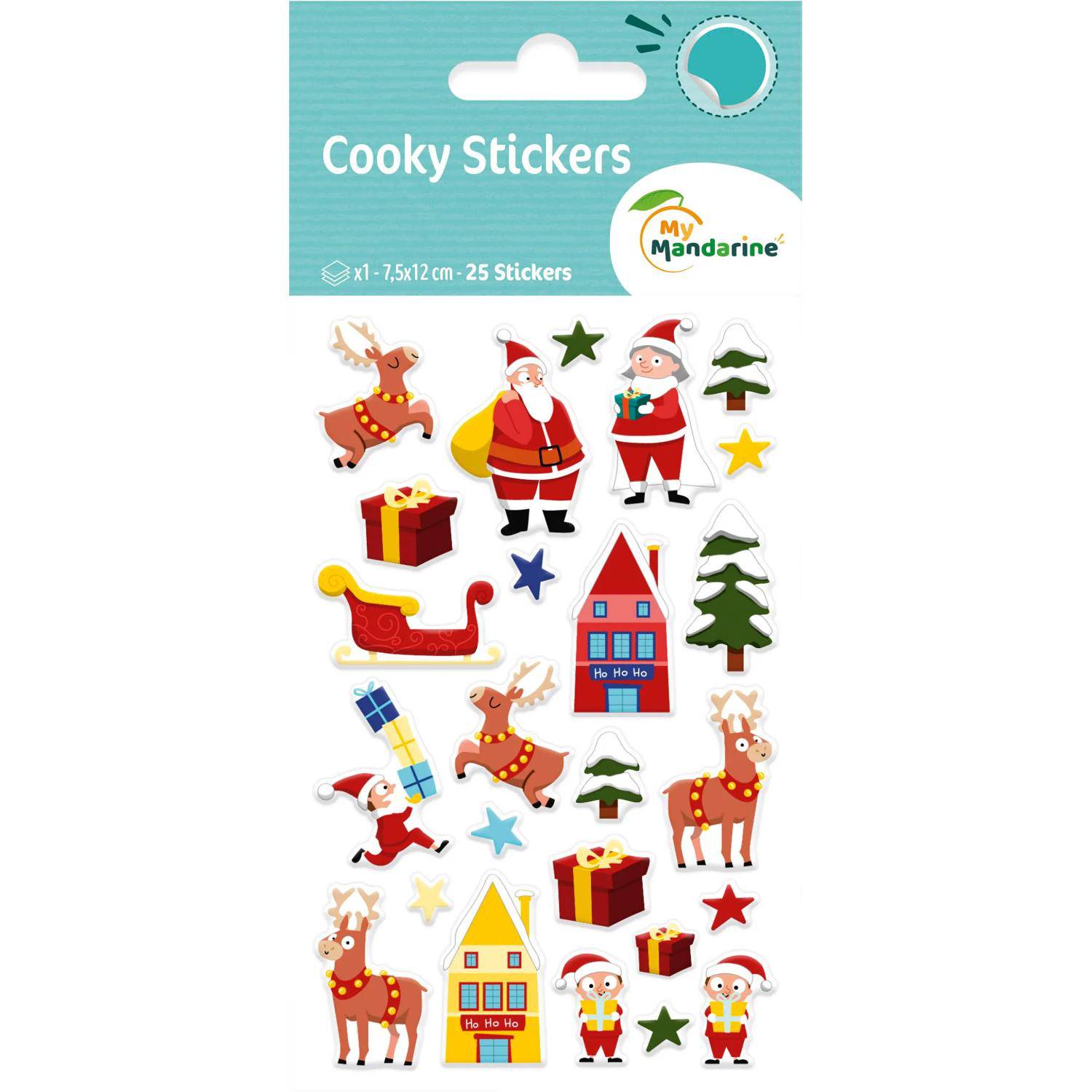 Maildor 10x Cooky, 1 Stickerbogen 7,5x12cm, Weihnachten - Mehrfarbig CY159C