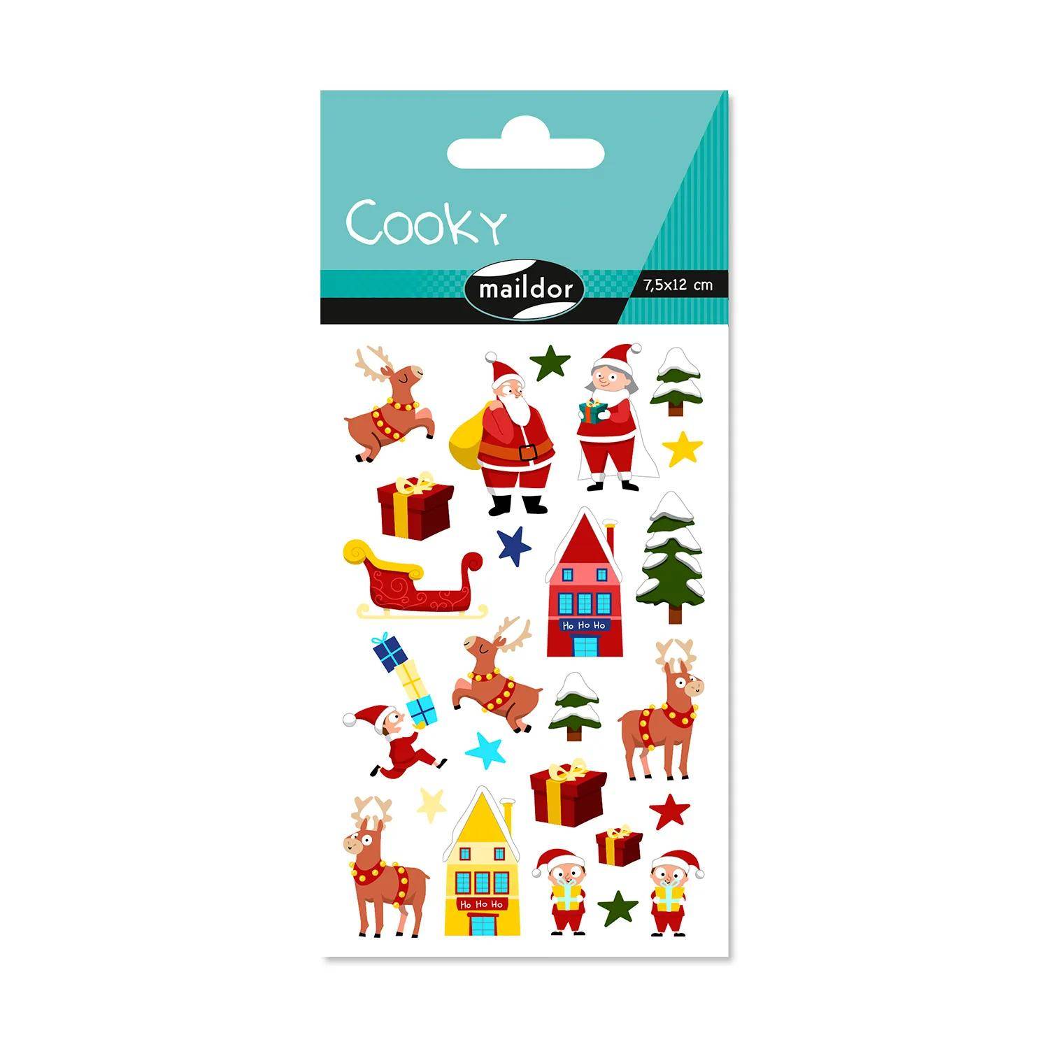 Maildor 10x Cooky, 1 Stickerbogen 7,5x12cm, Weihnachten - Mehrfarbig CY159C