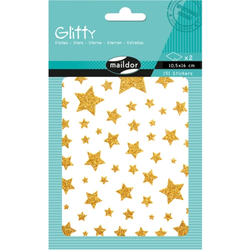 Maildor 10x Glitty, 2 Stickerbogen 10,5x16cm, Sterne, Zartrosa und Gold AE150C Maildor 10x Glitty, 2 Stickerbogen 10,5x16cm, Sterne, Zartrosa und Gold AE150C