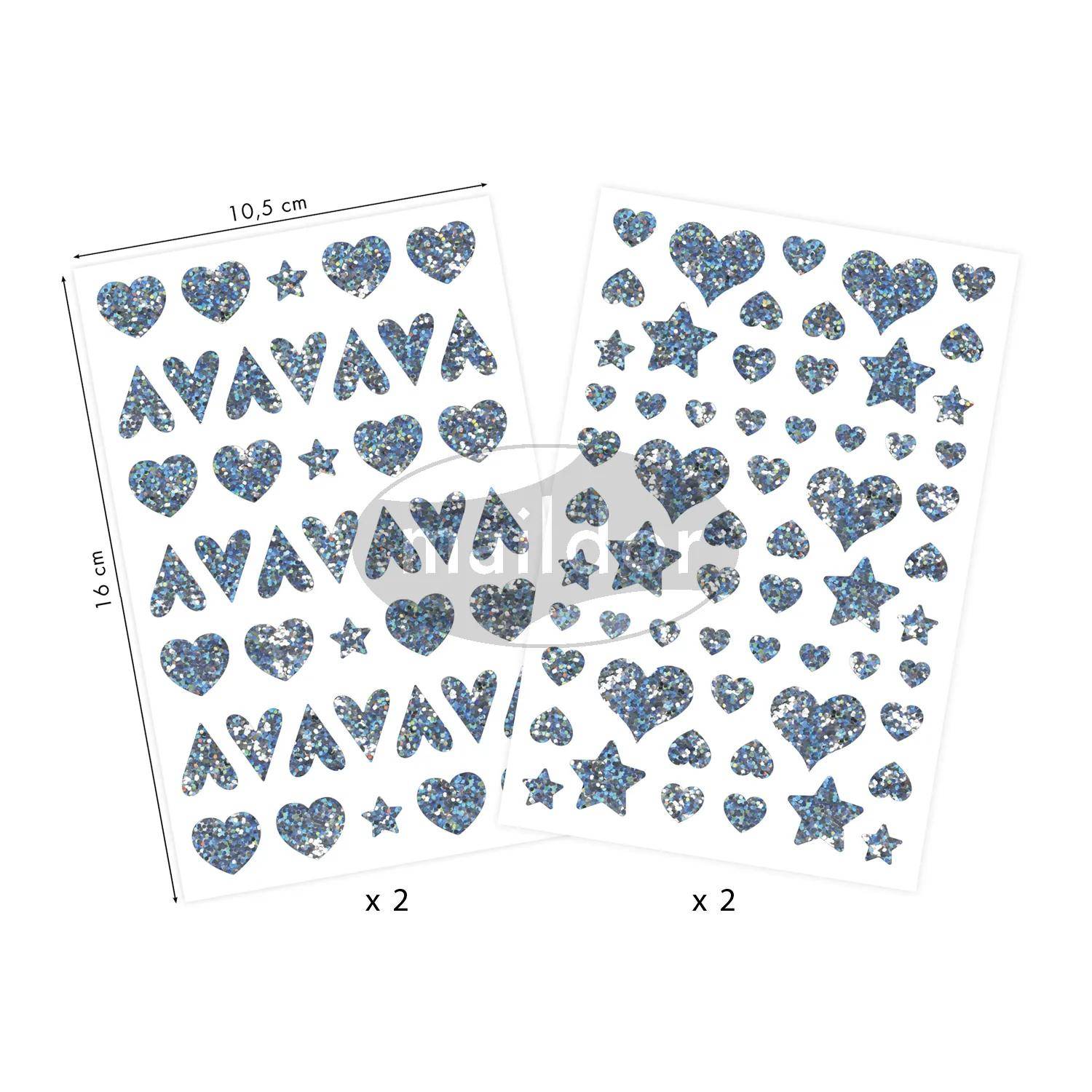 Maildor 10x Pack. 4 Stickerbogen 10,5x16 cm 204 Sticker - Silber AE217C