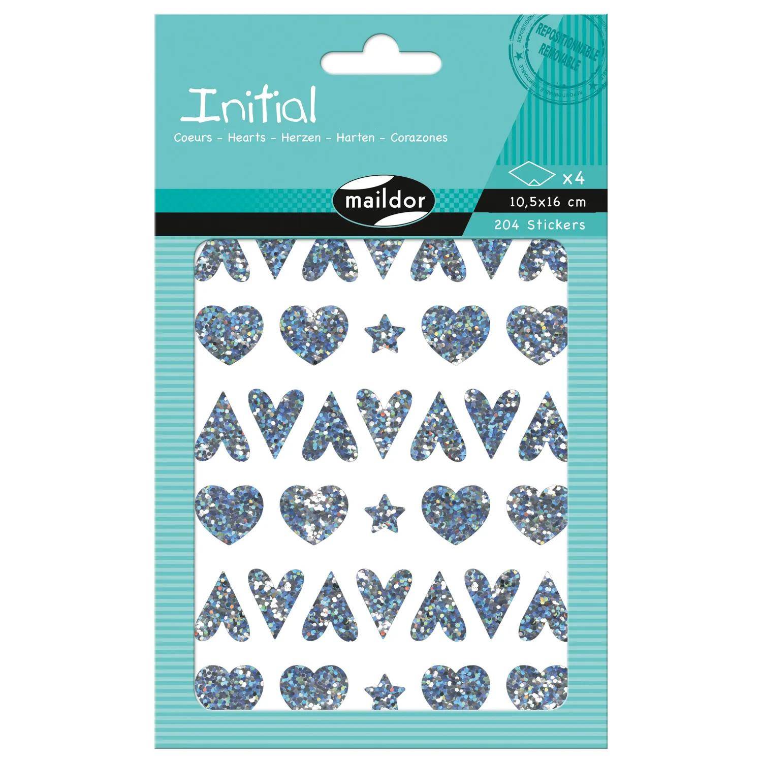 Maildor 10x Pack. 4 Stickerbogen 10,5x16 cm 204 Sticker - Silber AE217C