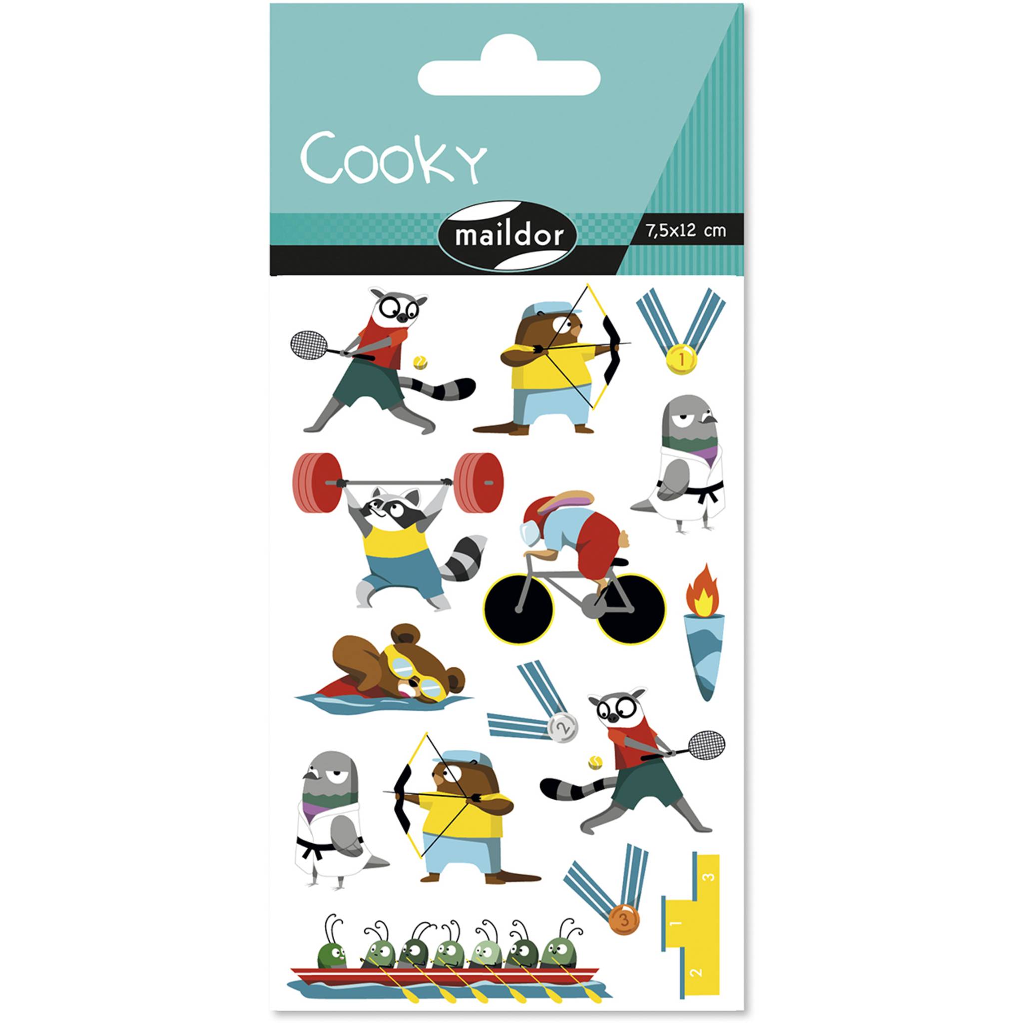 Maildor 10x Cooky, 1 Stickerbogen 7,5x12cm, Sportdisziplinen - Mehrfarbig CY160C