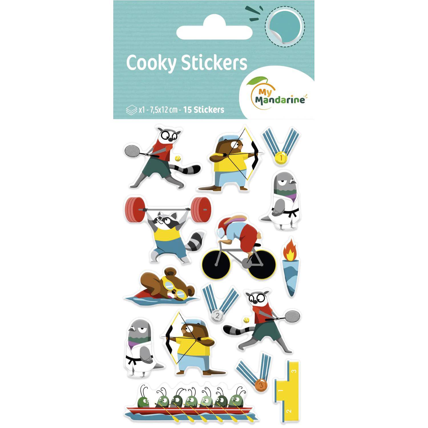 Maildor 10x Cooky, 1 Stickerbogen 7,5x12cm, Sportdisziplinen - Mehrfarbig CY160C