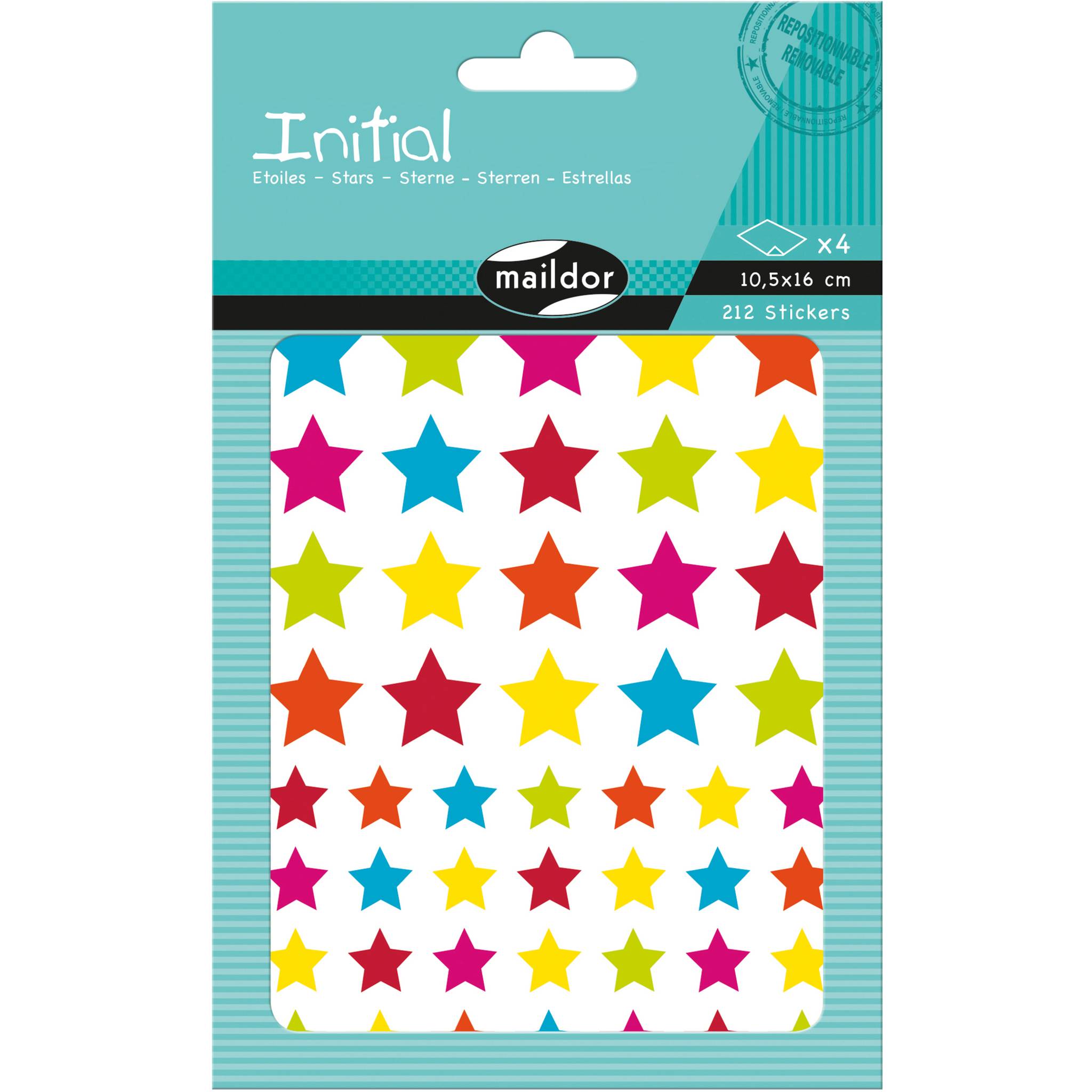 Maildor 10x Initial, 4 Stickerbogen 10,5x16cm, Sterne Mehrfarbig AE202C