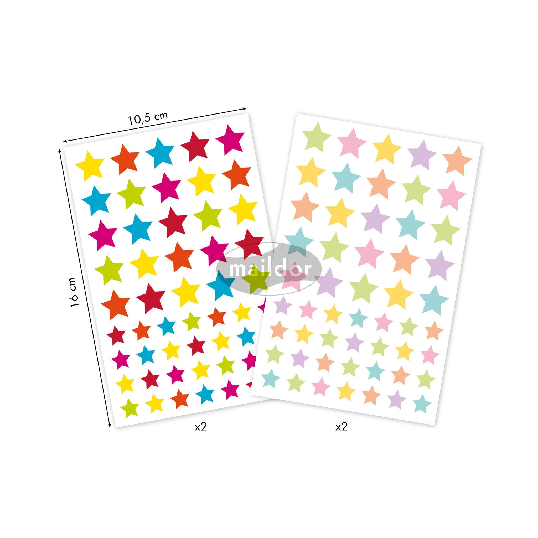Maildor 10x Initial, 4 Stickerbogen 10,5x16cm, Sterne Mehrfarbig AE202C