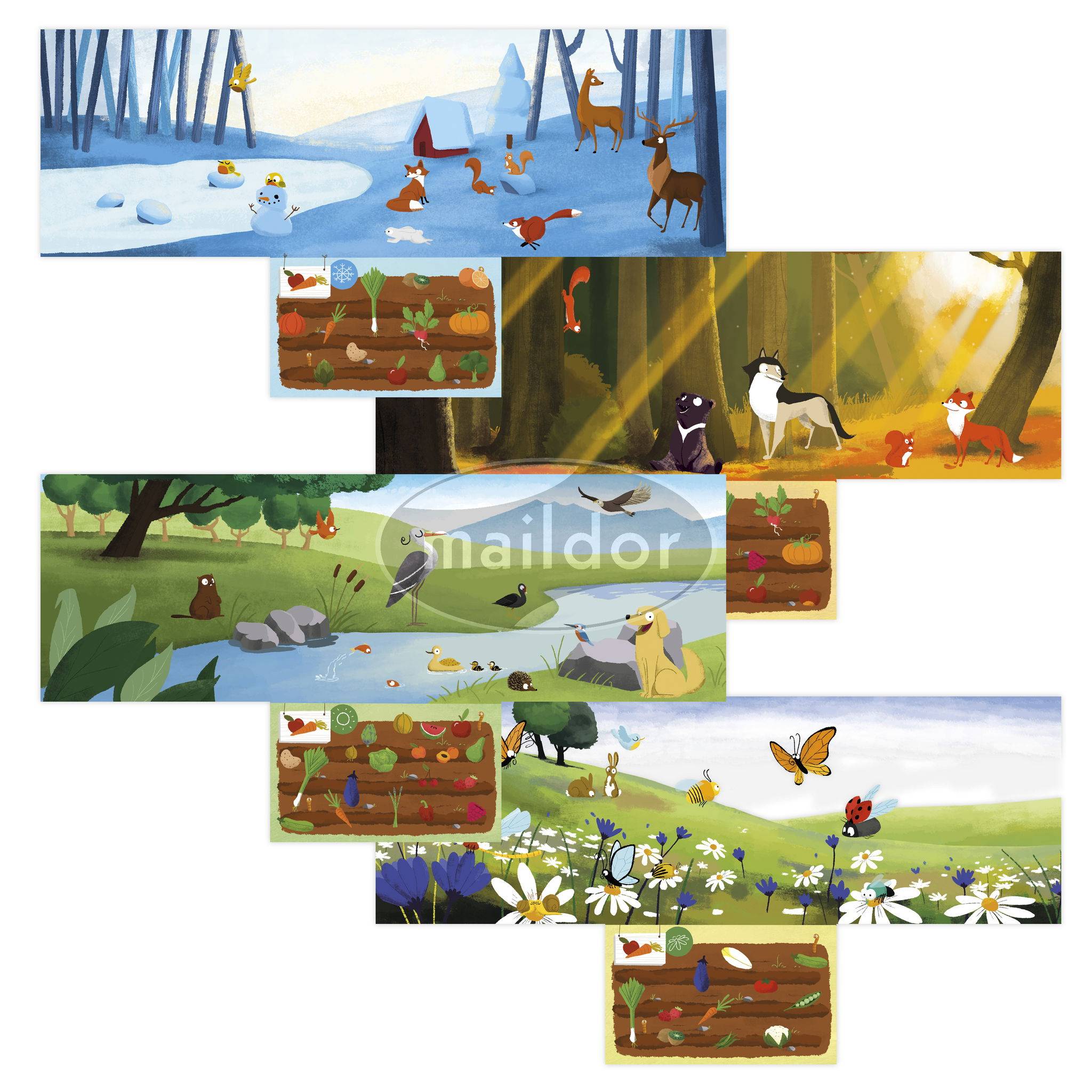 Maildor 6x Stick Story, Die Jahreszeiten - Mehrfarbig AF033C