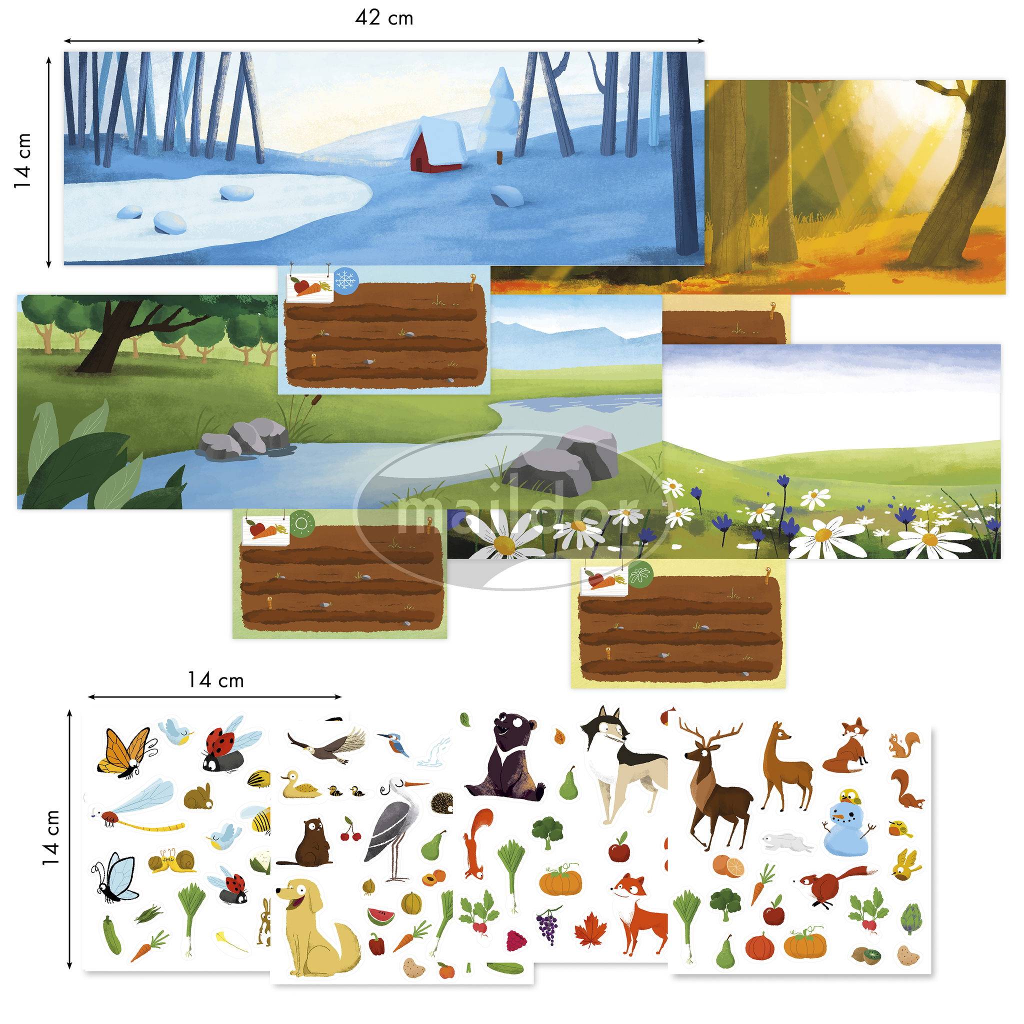 Maildor 6x Stick Story, Die Jahreszeiten - Mehrfarbig AF033C