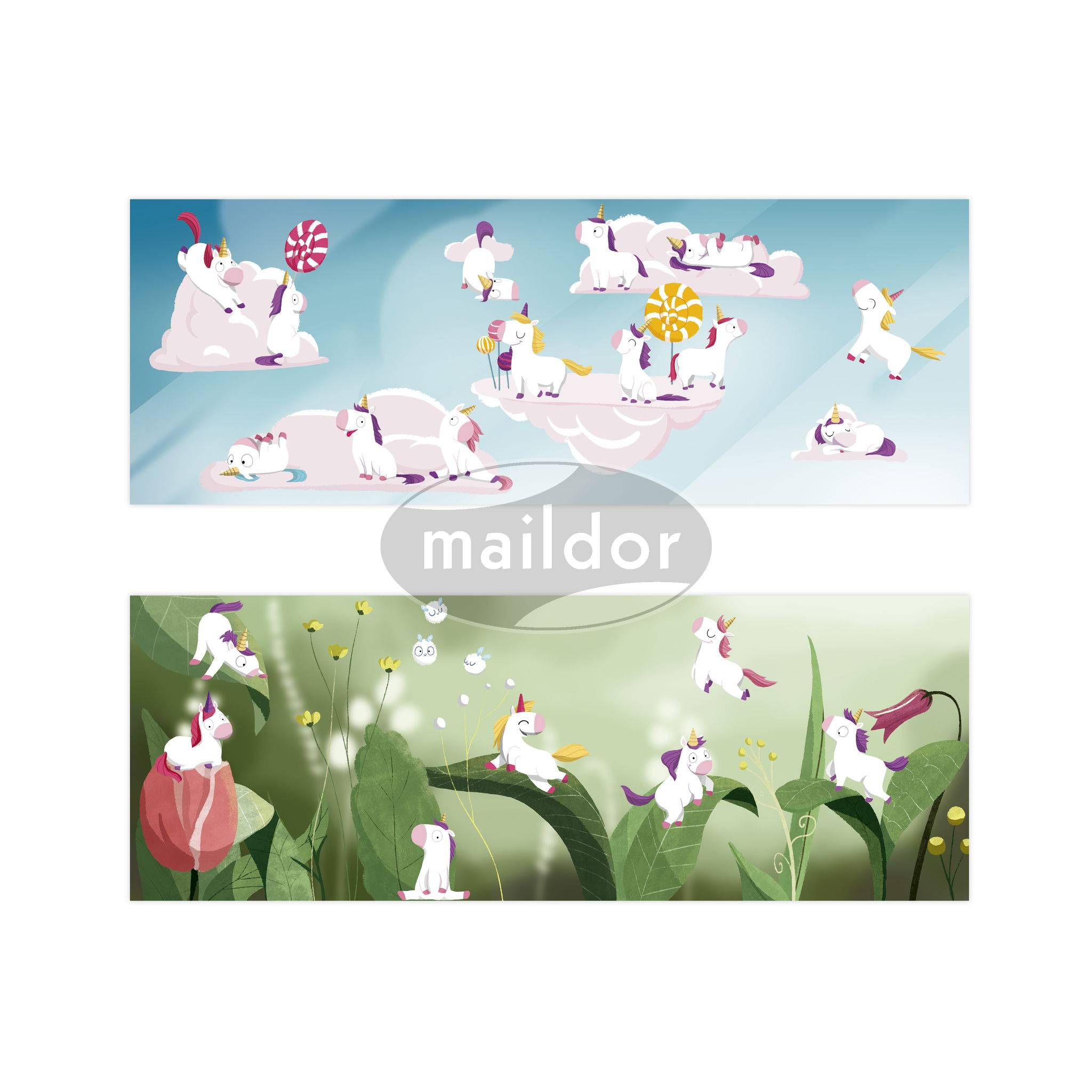 Maildor 6x Stick Story, Einhörner - Mehrfarbig AF027C