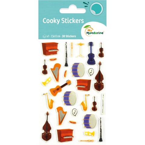 Maildor 10x Cooky, 1 Stickerbogen 7,5x12cm, Musikinstrumente - Mehrfarbig CY079C