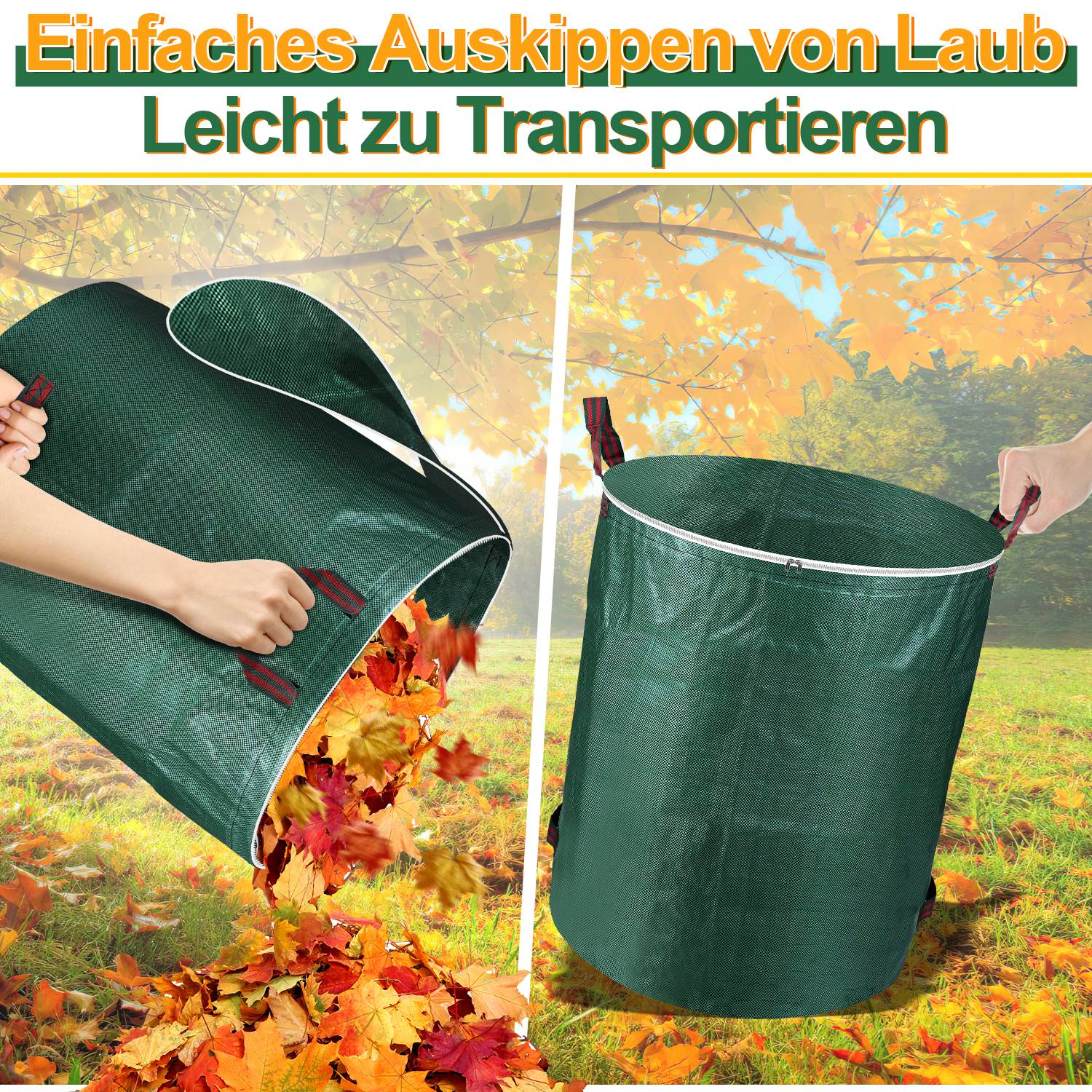 Gartensack mit Deckel Gartenabfallsack verschließbar Laubsack 4er Set 272 L Garten Sack