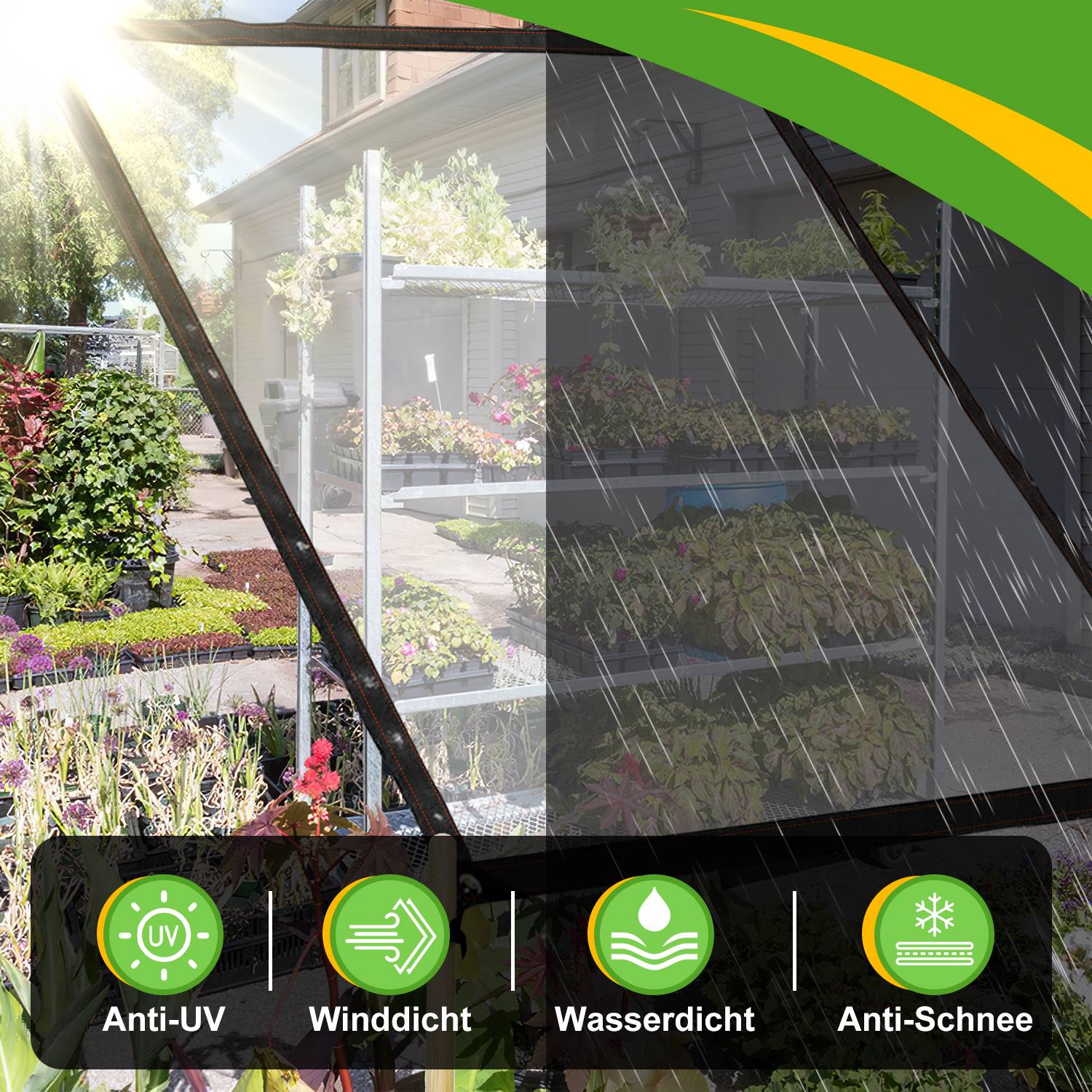 Wasserdichte Transparente PVC Plane mit Ösen, wetterfeste Plane strapazierfähige Vordächer Faltbar,2 × 2M Regenschutz Abdeckplane für Gartenmöbe