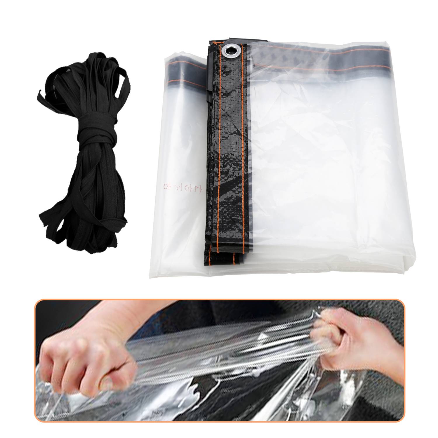 Wasserdichte Transparente PVC Plane mit Ösen, wetterfeste Plane strapazierfähige Vordächer Faltbar,2 × 4M Regenschutz Abdeckplane für Gartenmöbe