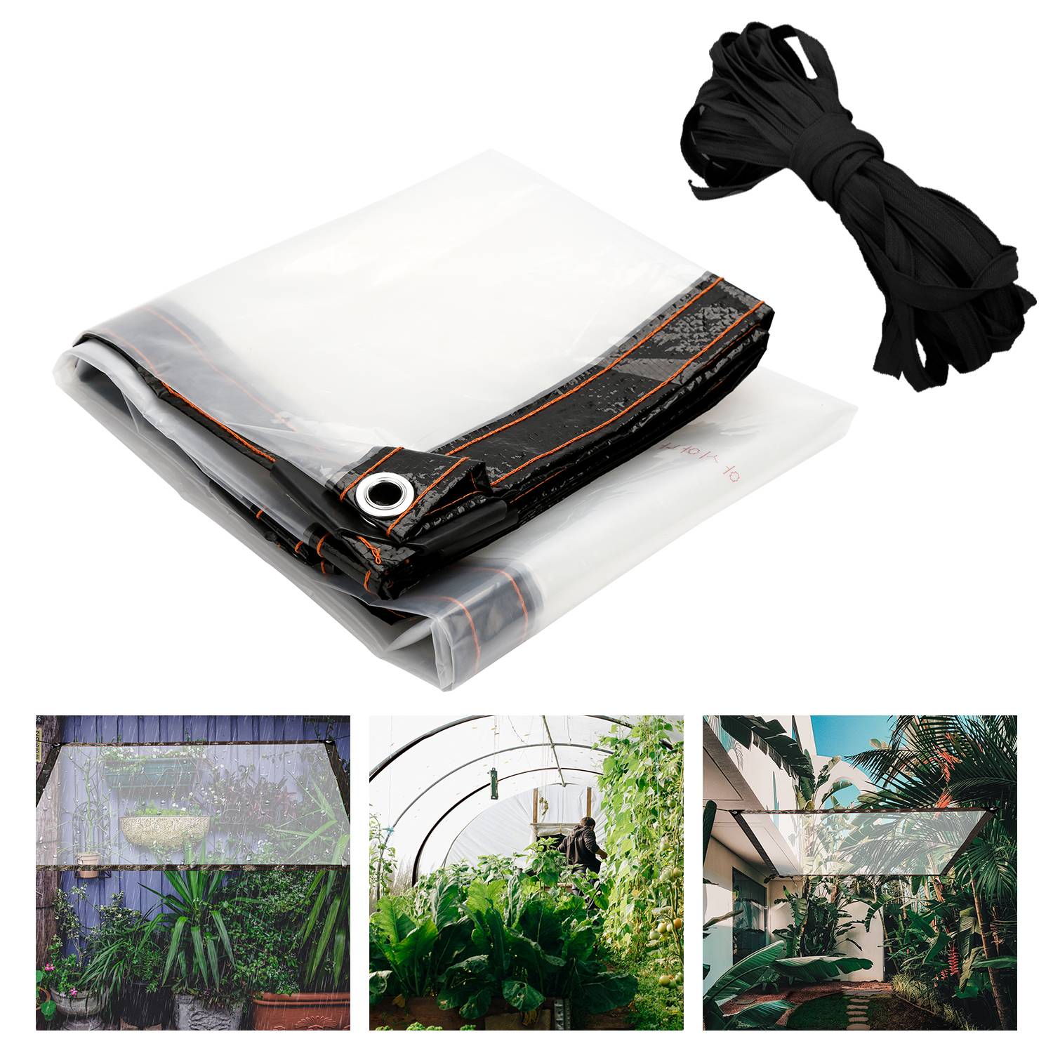 Wasserdichte Transparente PVC Plane mit Ösen, wetterfeste Plane strapazierfähige Vordächer Faltbar,3 × 6M Regenschutz Abdeckplane für Gartenmöbe