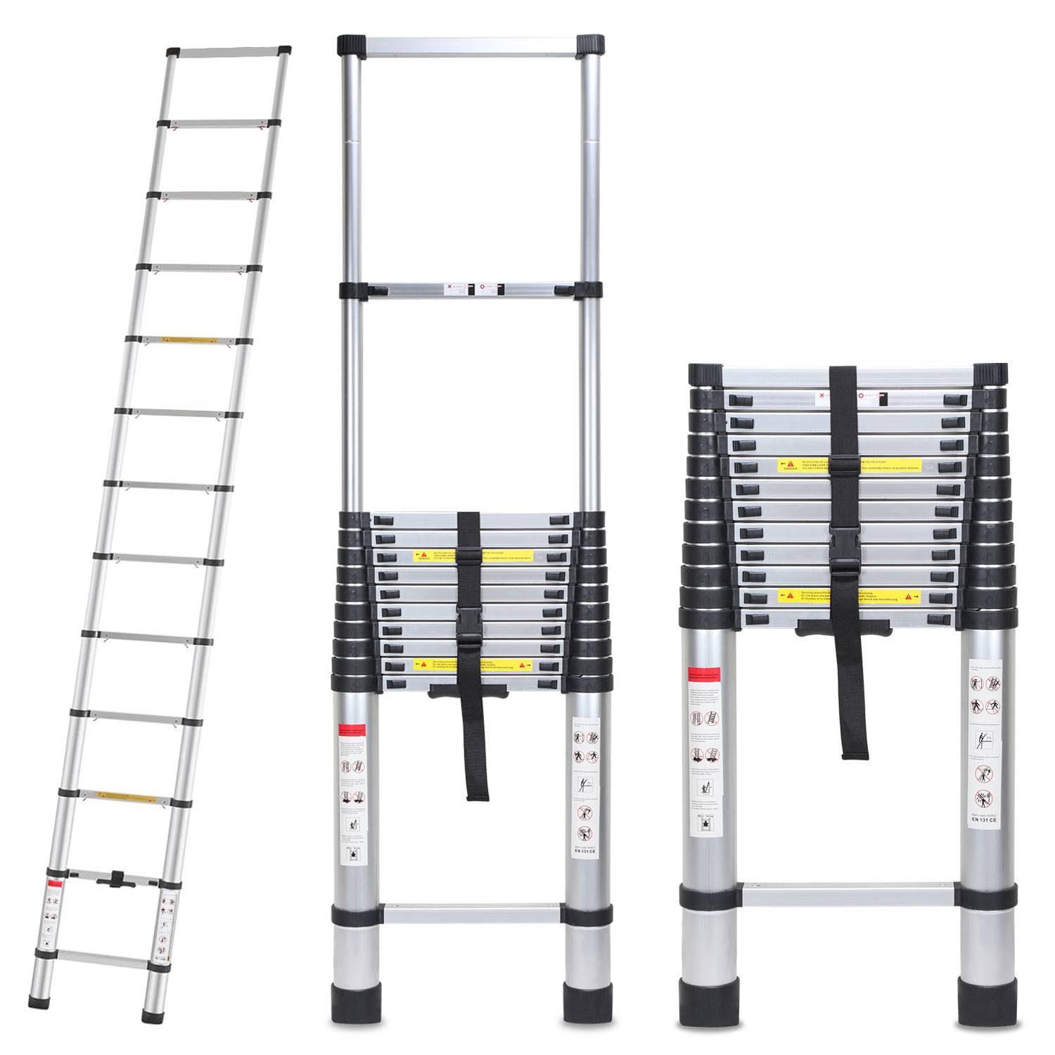 Teleskopleiter 5m bis 150kg 13 Schritte Aluminium Silber Stehleiter Mehrzweckleiter