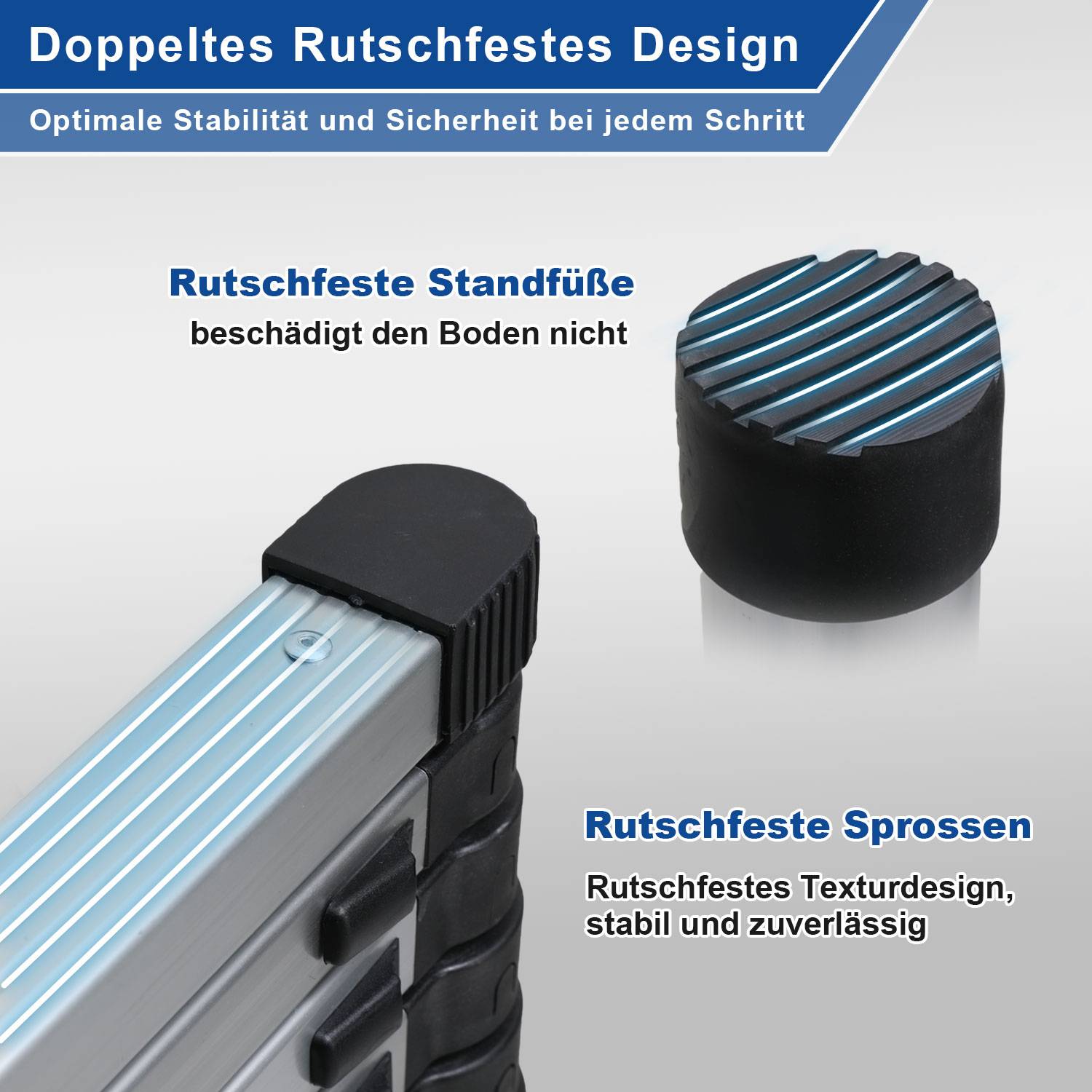 Teleskopleiter 5m bis 150kg 13 Schritte Aluminium Silber Stehleiter Mehrzweckleiter