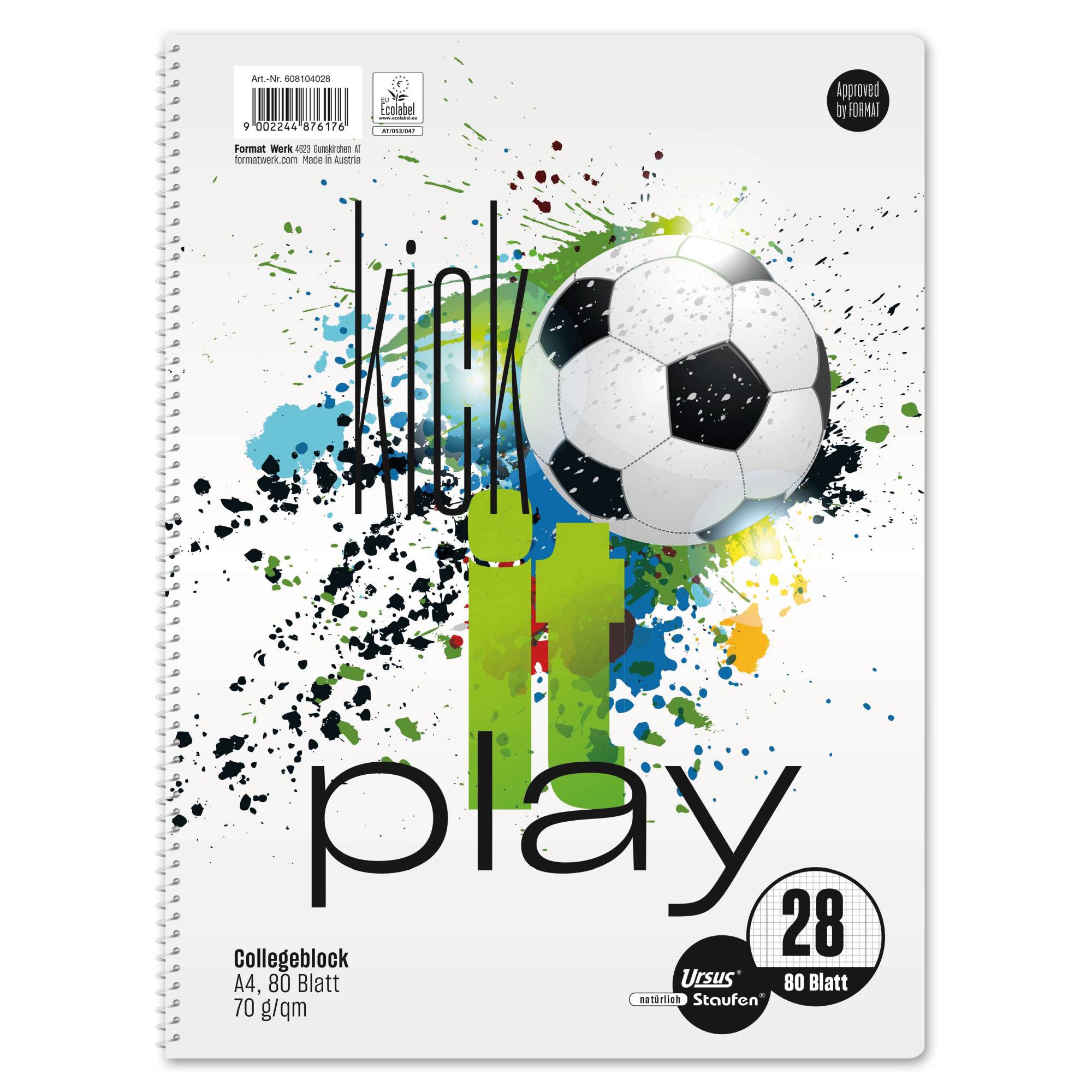 Staufen Collegeblock Style Kick it 608104028 A4 70g 80Bl Lin28 kar