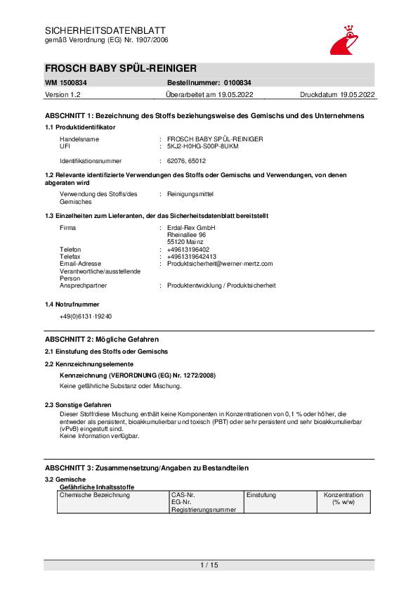 Frosch Baby Spülreiniger 834 500ml