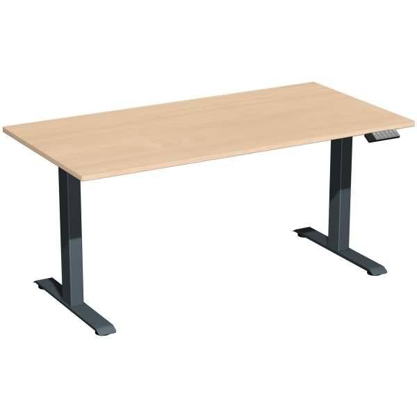 Tisch Elevate Basic 1600x800x730-1230mm anthrazit/buche