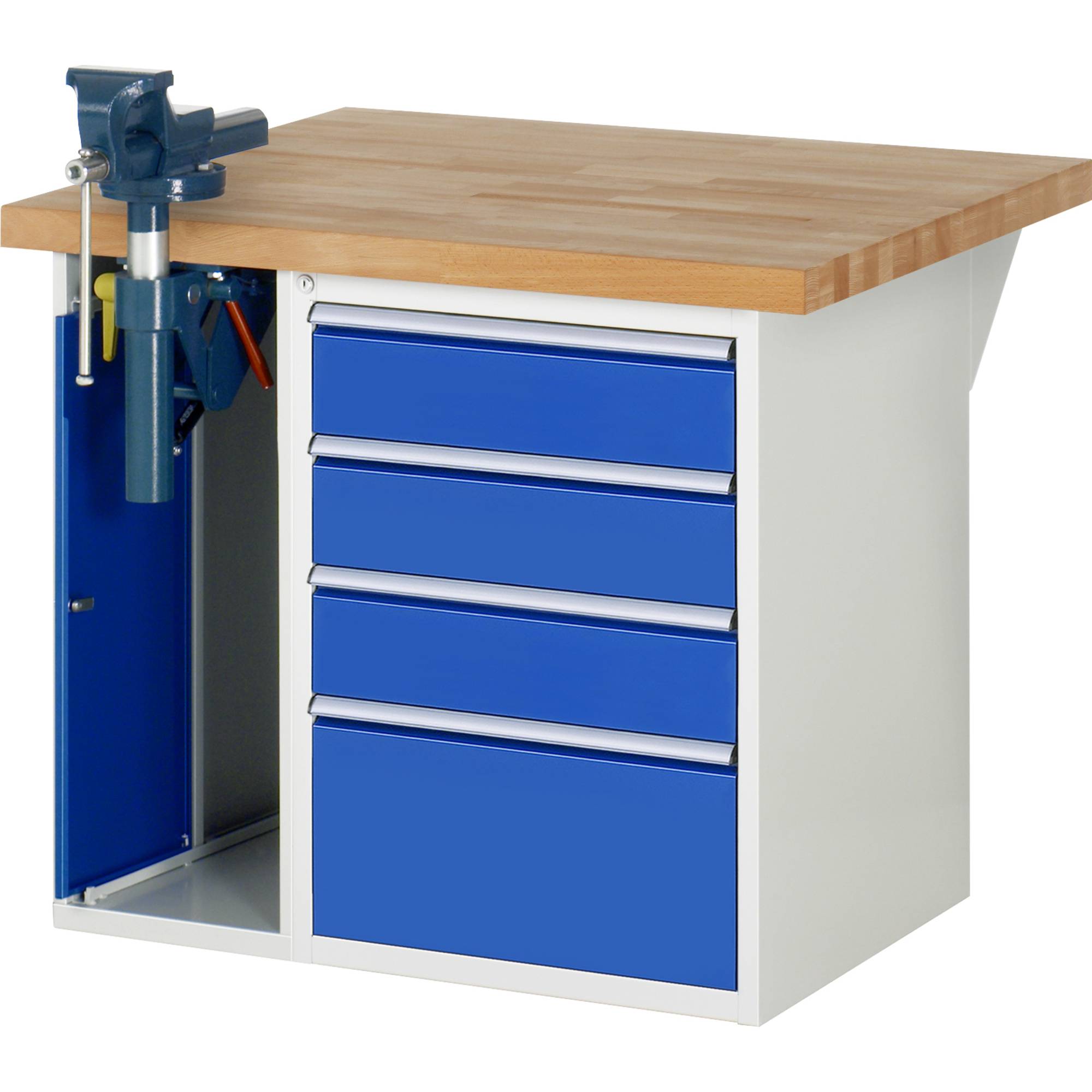 RAU Werkbank 1000x900x890mm 4xSchublade-TA 1xSSKL l.gr/e.bl