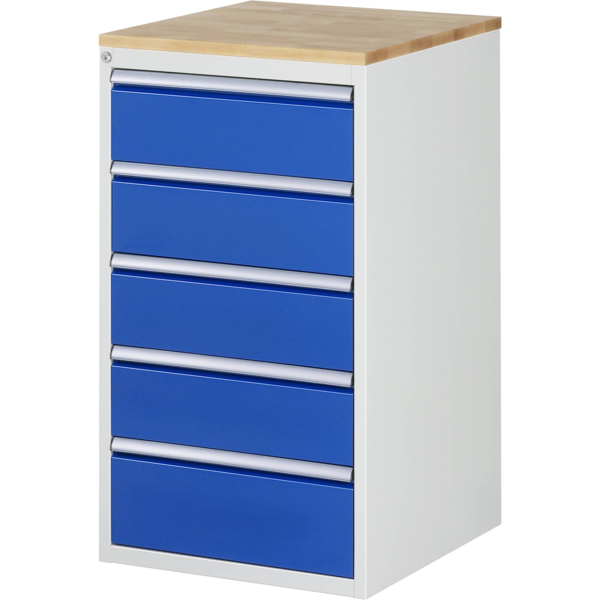 RAU Schubl.schrank 580x650x1035mm B-Top-25mm 5xSchublade-TA l.gr/e.bl