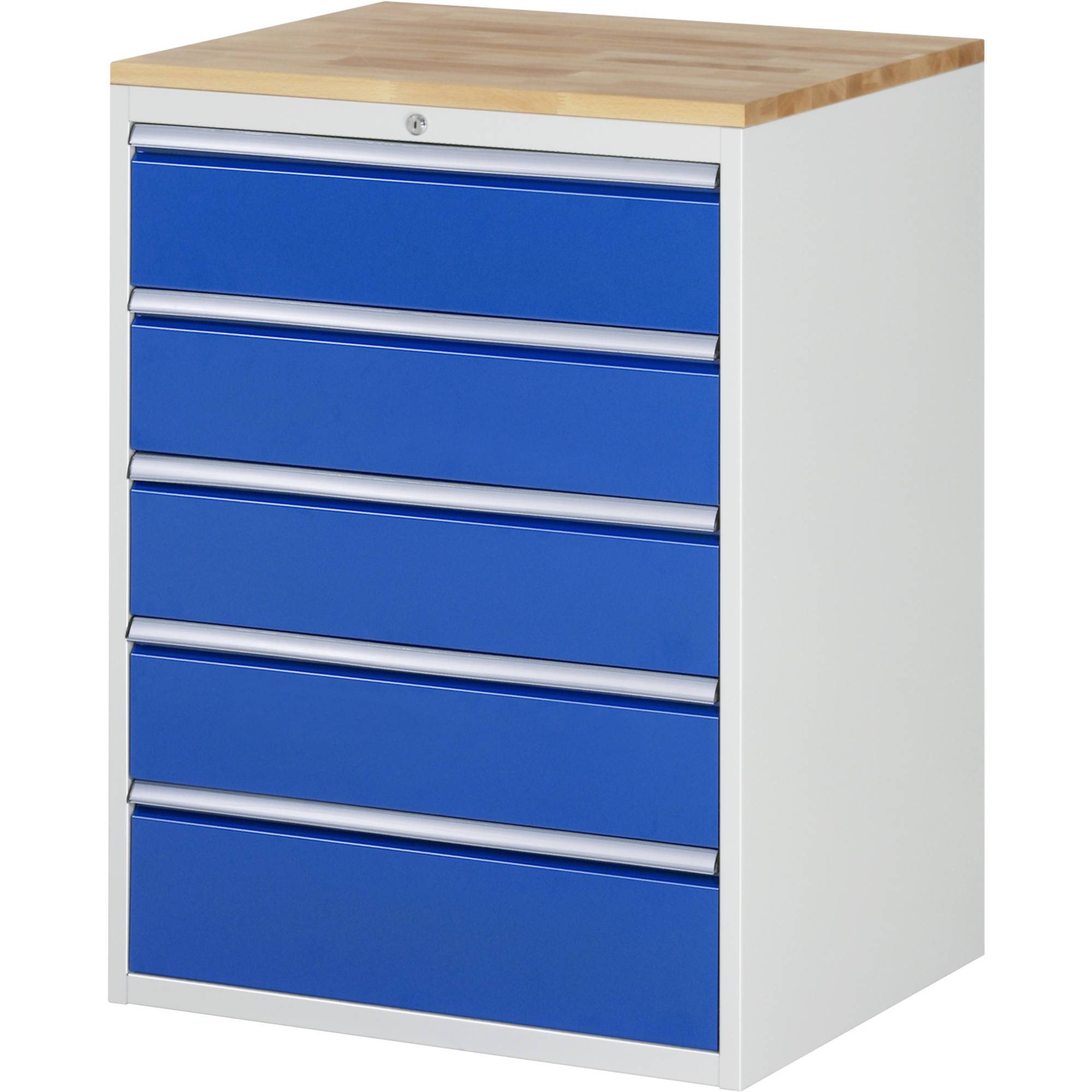 RAU Schubl.schrank 770x650x1035mm B-Top-25mm 5xSchublade-TA l.gr/e.bl