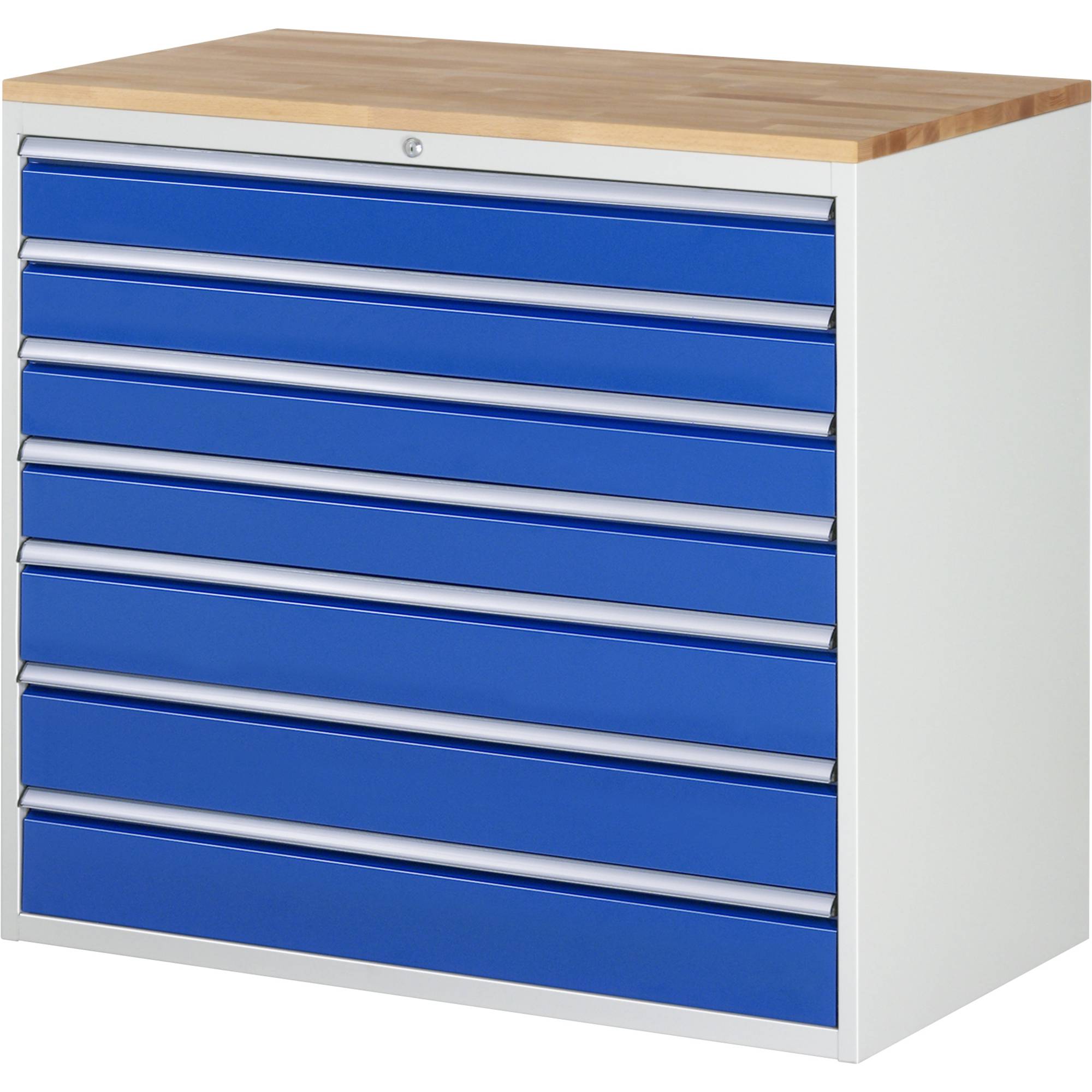 RAU Schubl.schrank 1145x650x1035mm B-Top-25mm 7xSchublade-TA l.gr/e.bl