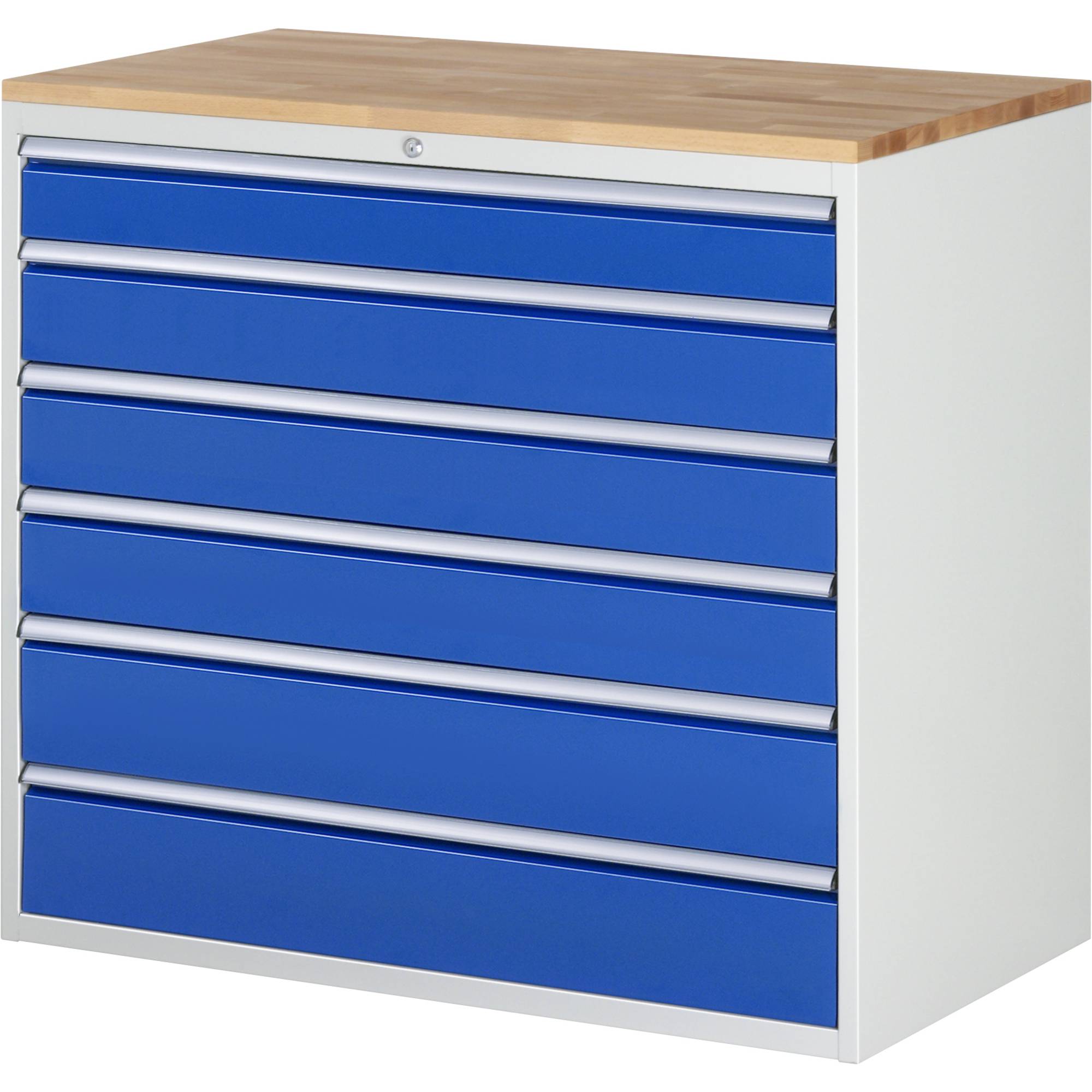 RAU Schubl.schrank 1145x650x1035mm B-Top-25mm 6xSchublade-TA l.gr/e.bl