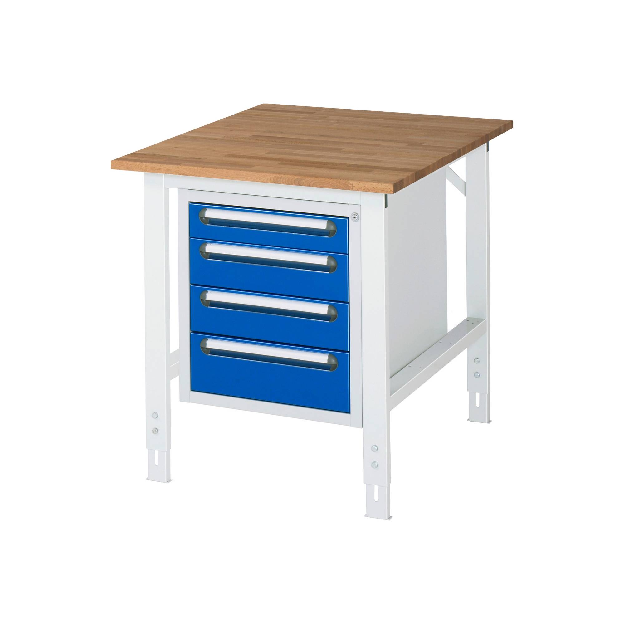 RAU Arbeitstisch 750x1000x760-1080 4xSchub B-Platte 25mm l.gr/e.bl