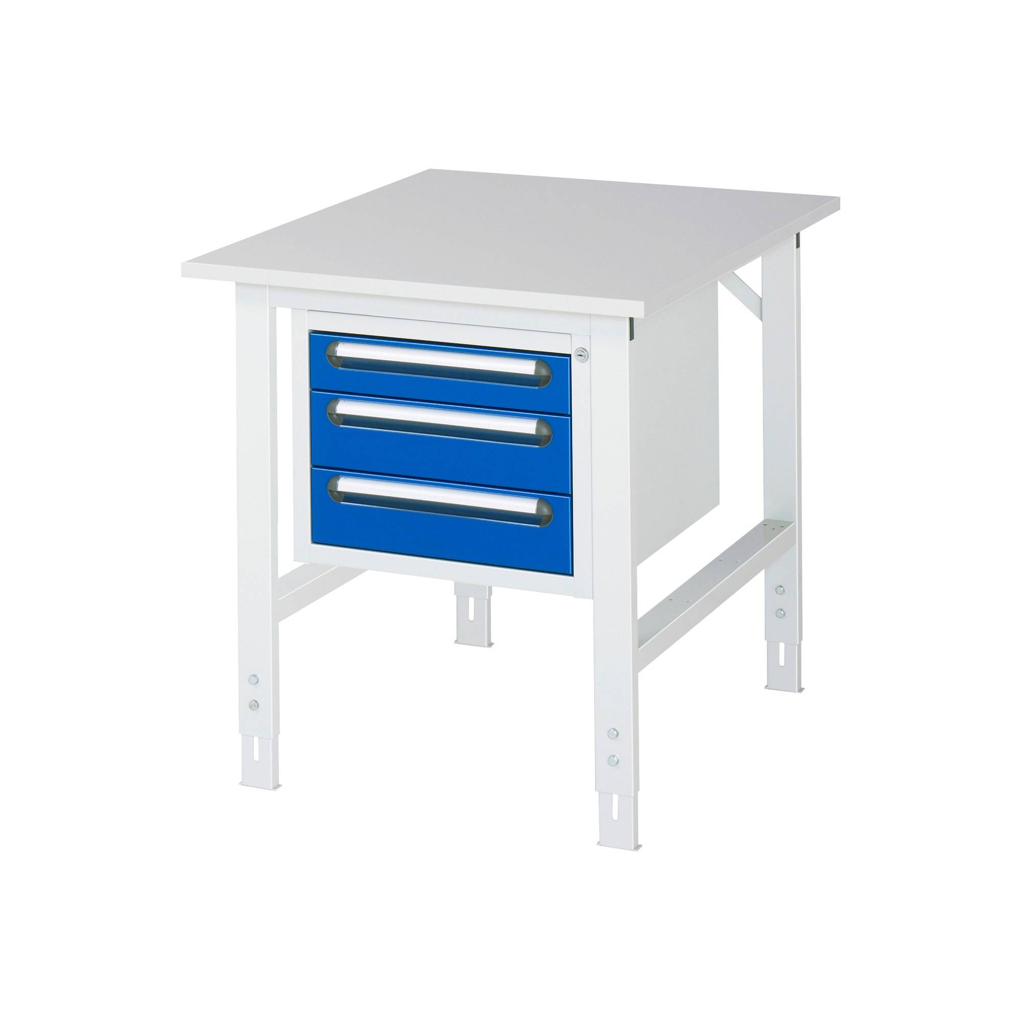 RAU Arbeitstisch 750x1000x760-1080 3xSchub M-Platte 22mm l.gr/e.bl