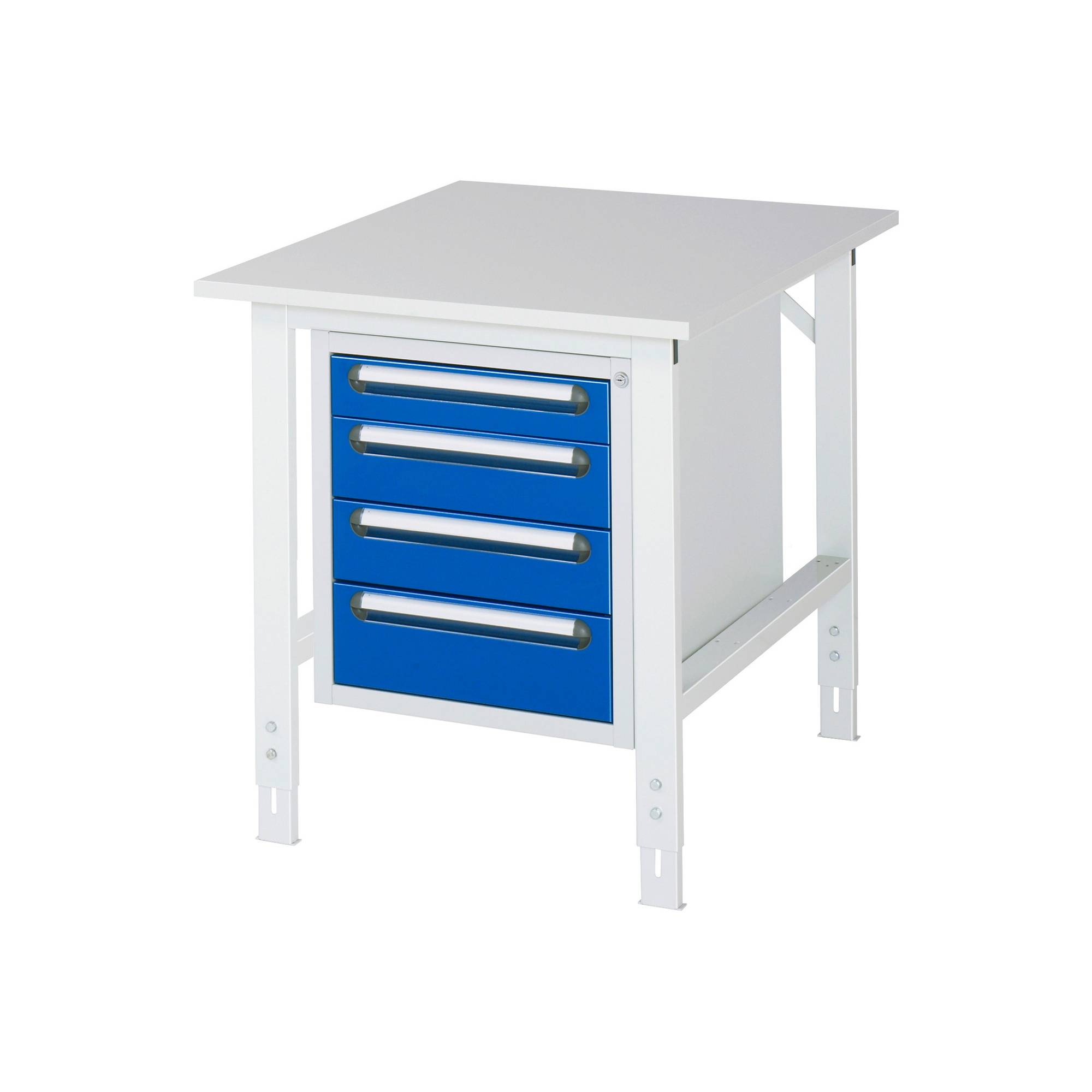 RAU Arbeitstisch 750x1000x760-1080 4xSchub M-Platte 22mm l.gr/e.bl