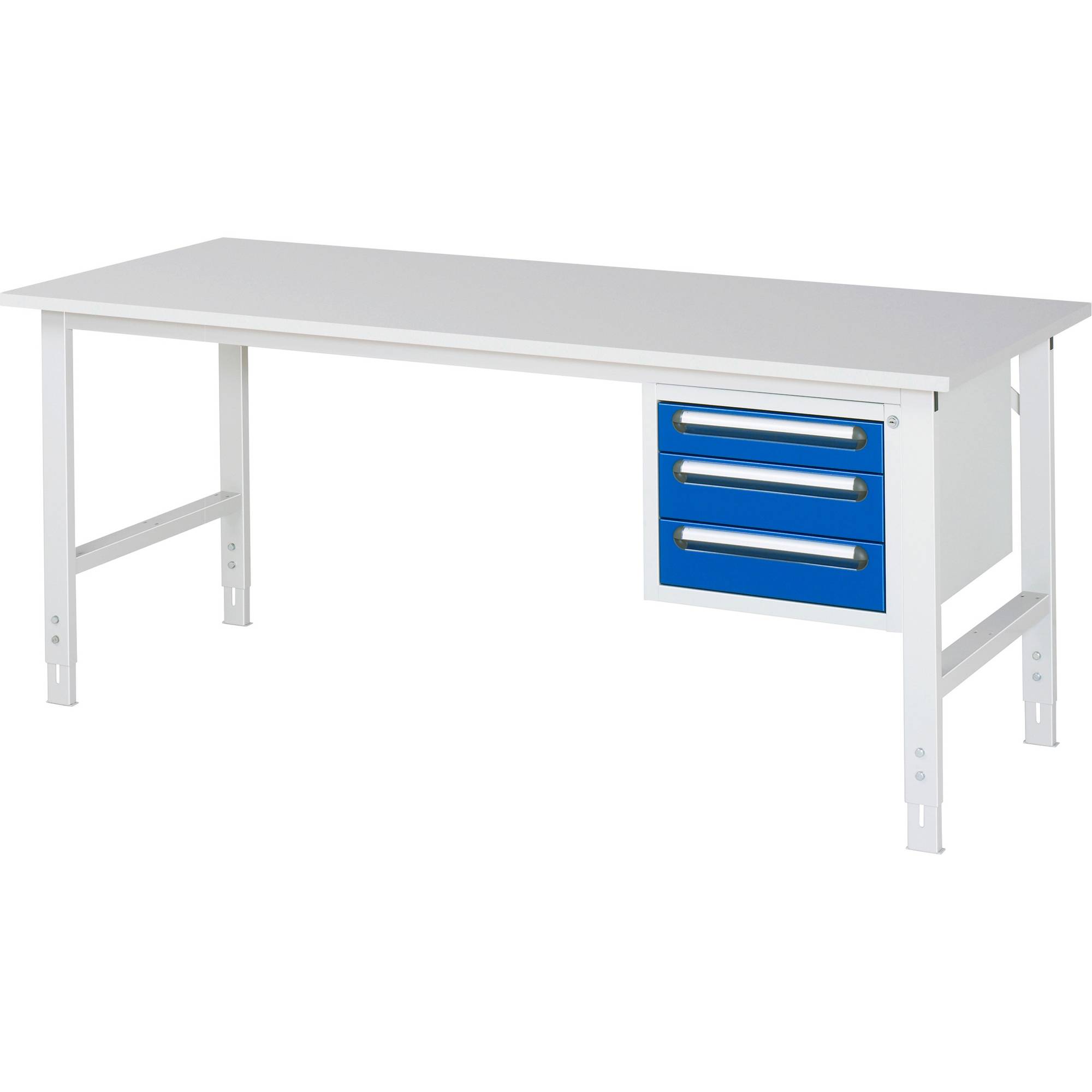 RAU Arbeitstisch 2000x800x760-1080 3xSchub M-Platte 22mm l.gr/e.bl