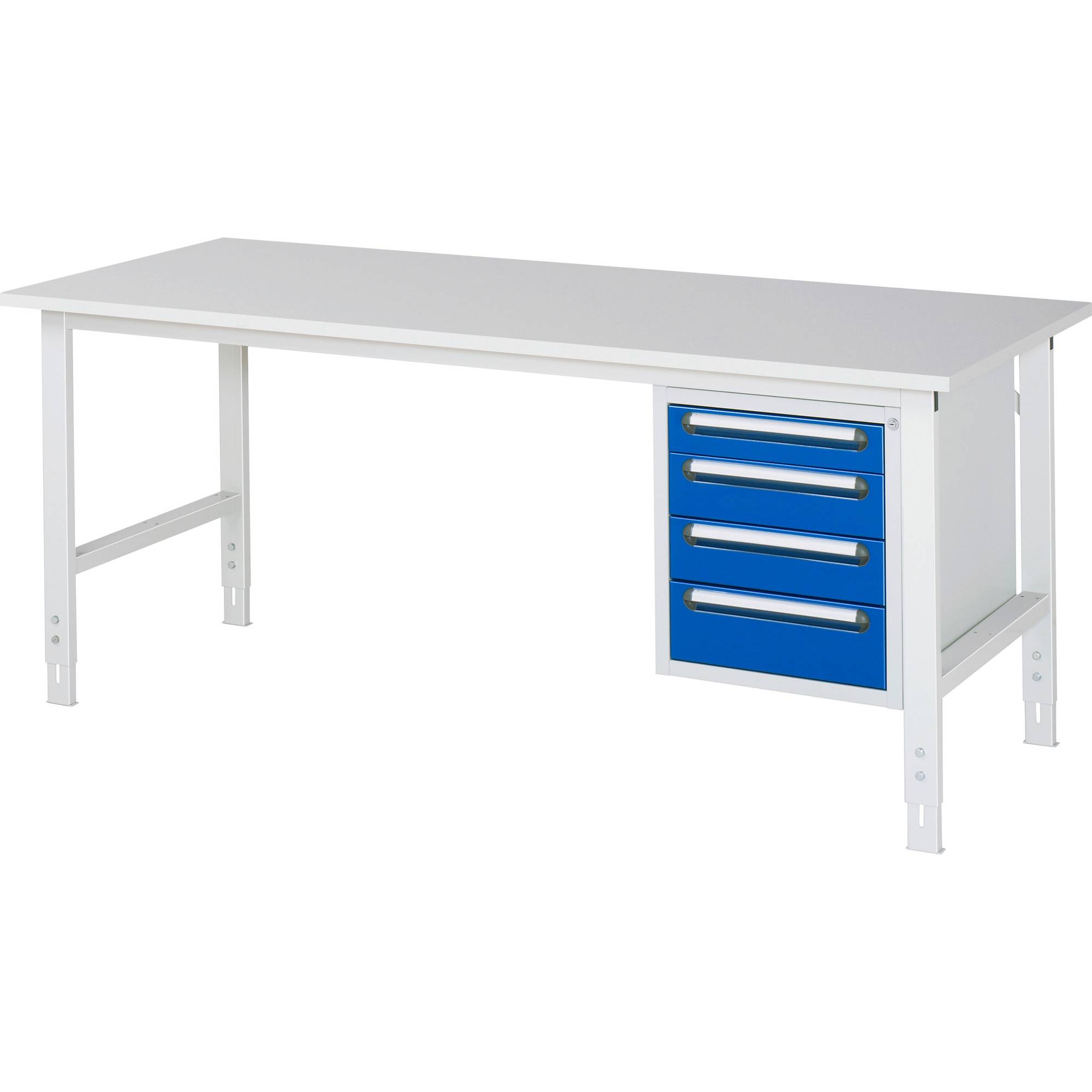 RAU Arbeitstisch 2000x800x760-1080 4xSchub M-Platte 22mm l.gr/e.bl