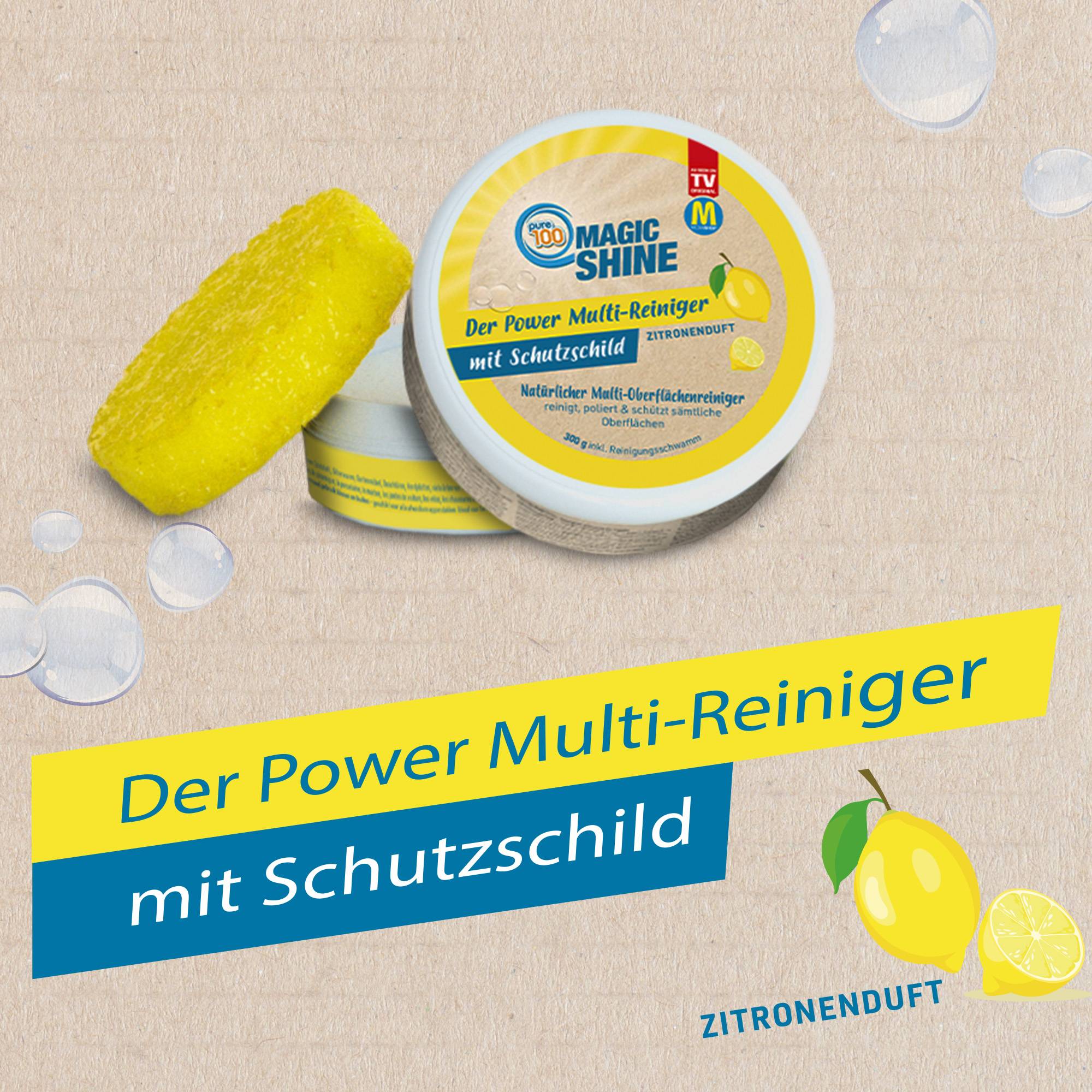 Pure100 MagicShine Allzweckreiniger - Putzstein - Entfernt Eingebranntes ohne Kratzer - Reinigungsstein mit Citrus-Duft - Edelstahlreiniger