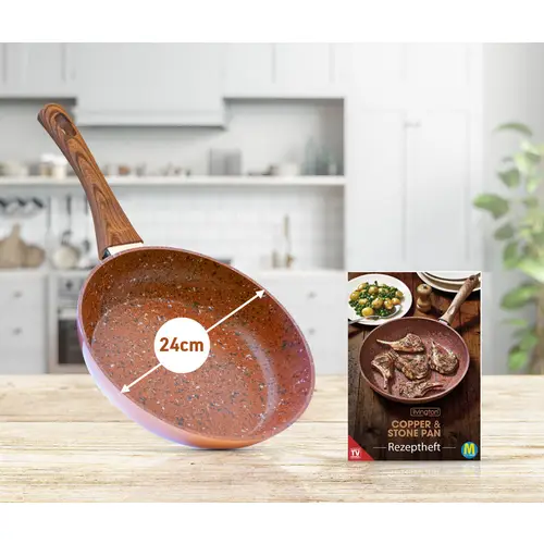 Livington Copper & Stone Pan - Bratpfanne - Pfanne 24cm - Anthihaft - für alle Herdarten - kratzfest - Induktion - gleichmäßige Hitzeverteilung - Livington Copper & Stone Pan - Bratpfanne - Pfanne 24cm - Anthihaft - für alle Herdarten - kratzfest - Induktion - gleichmäßige Hitzeverteilung -