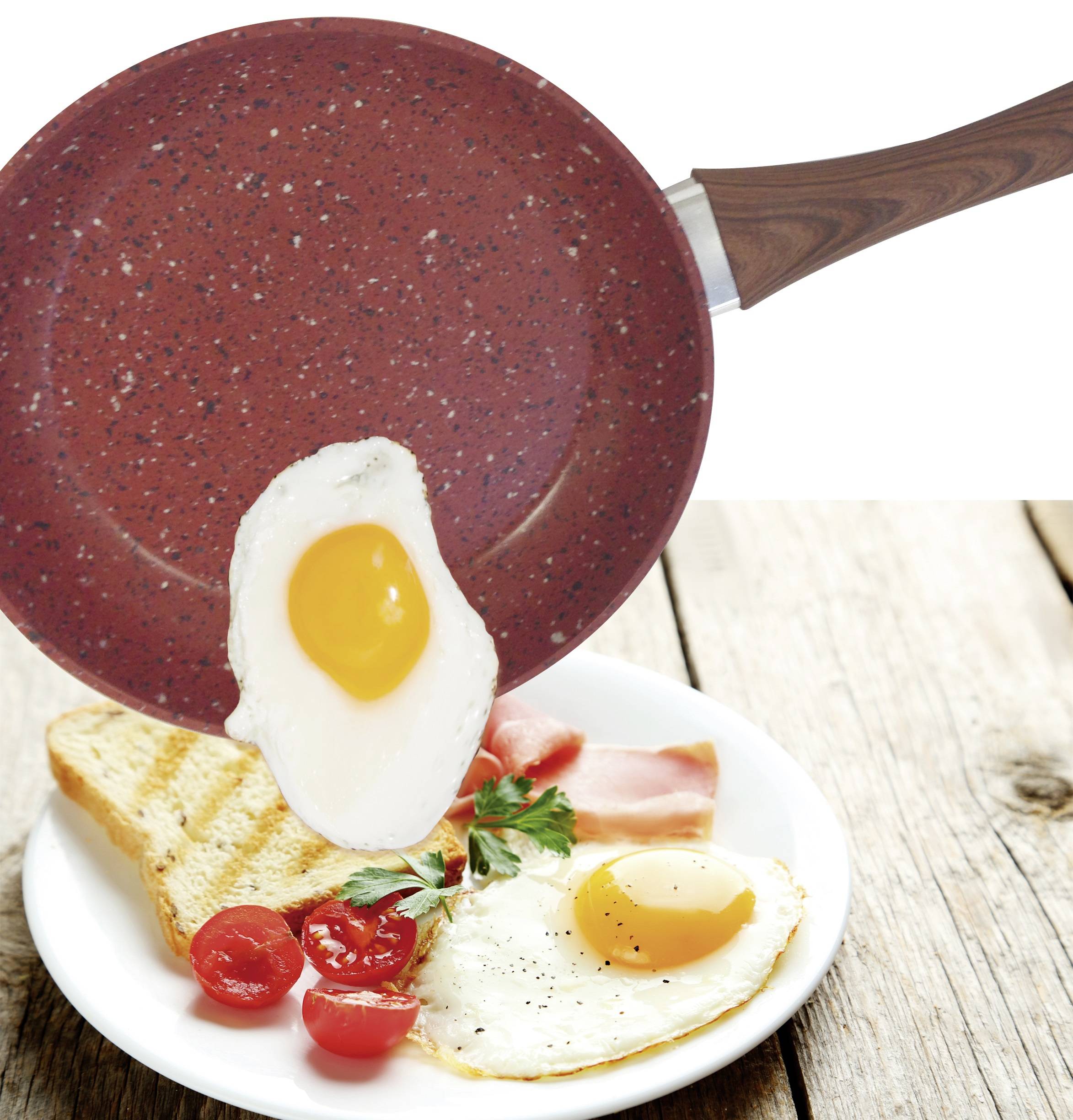 Livington Copper & Stone Pan - Pfanne 24 cm - Bratpfanne Induktion für alle Herdarten - kratzfest, antihaft - gleichmäßige Hitzeverteilung - Pfanne