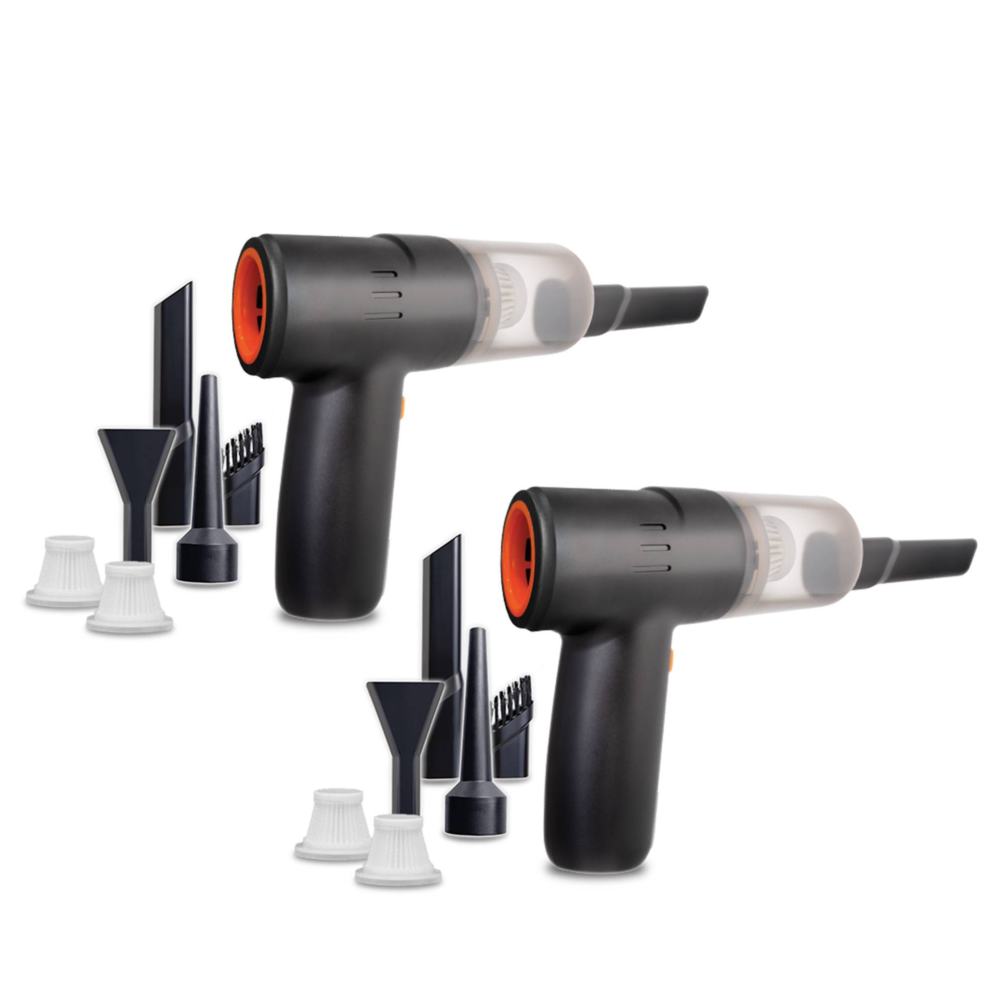 Livington PocketVac - Doppelpack - Akku Handstaubsauger mit Gebläse - kabelloser Auto-Staubsauger inkl. Aufsätze, USB-C Kabel, Aufbewahrungstasche