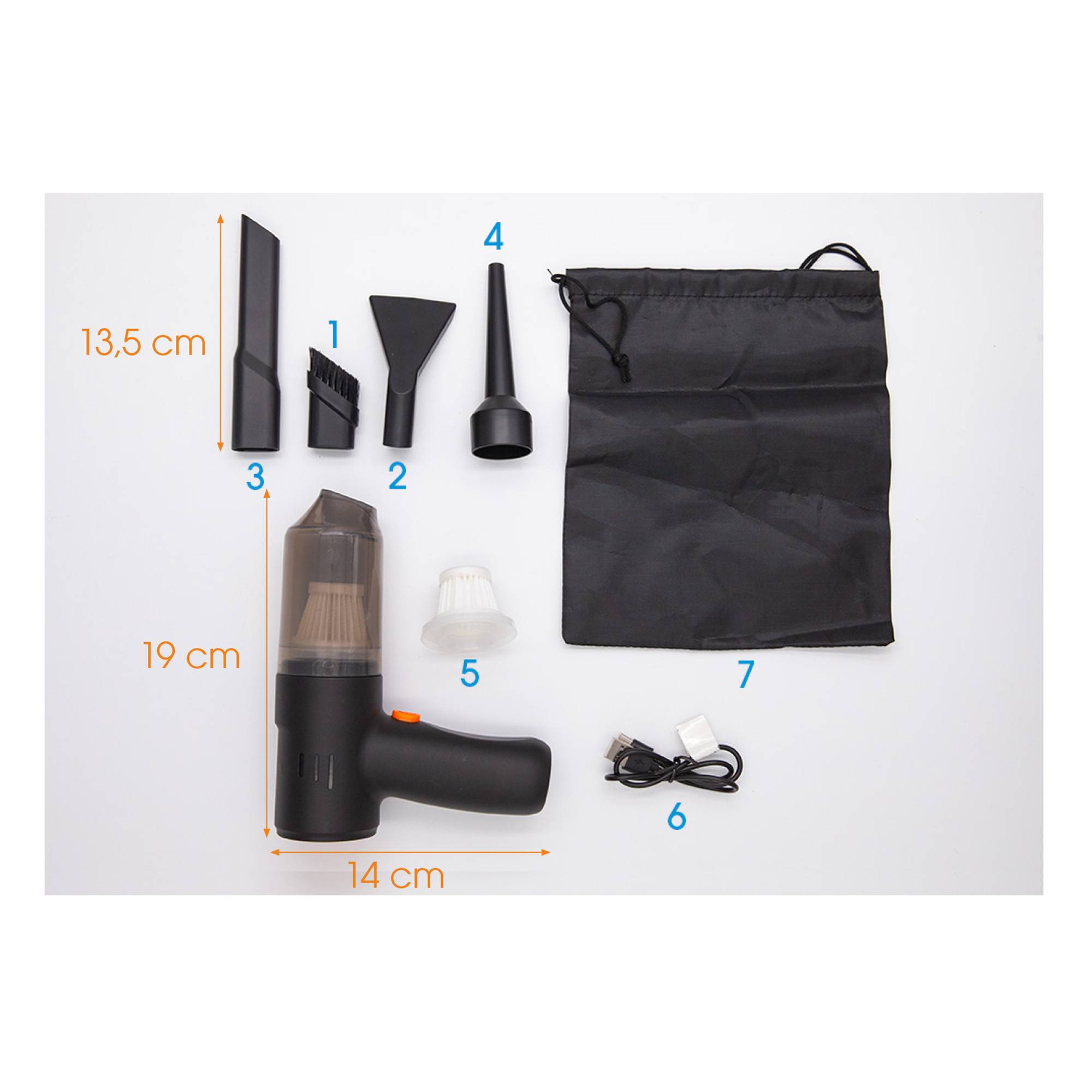 Livington PocketVac - Doppelpack - Akku Handstaubsauger mit Gebläse - kabelloser Auto-Staubsauger inkl. Aufsätze, USB-C Kabel, Aufbewahrungstasche