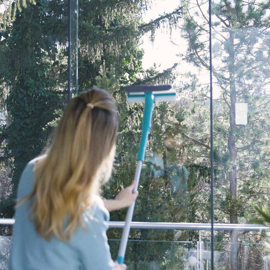 Livington Window Buddy - Doppelpack - Fensterreinigungsgerät - Fensterreiniger mit Teleskopstange - Fensterabzieher - Fensterwischer - Duschabzieher