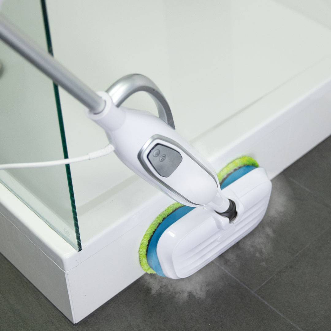 Livington Steam Twister weiß - rotierender Dampfreiniger inkl. Zubehör - Dampfbesen & Handdampfreiniger - Entfernt bis zu 99,9% der Bakterien - el