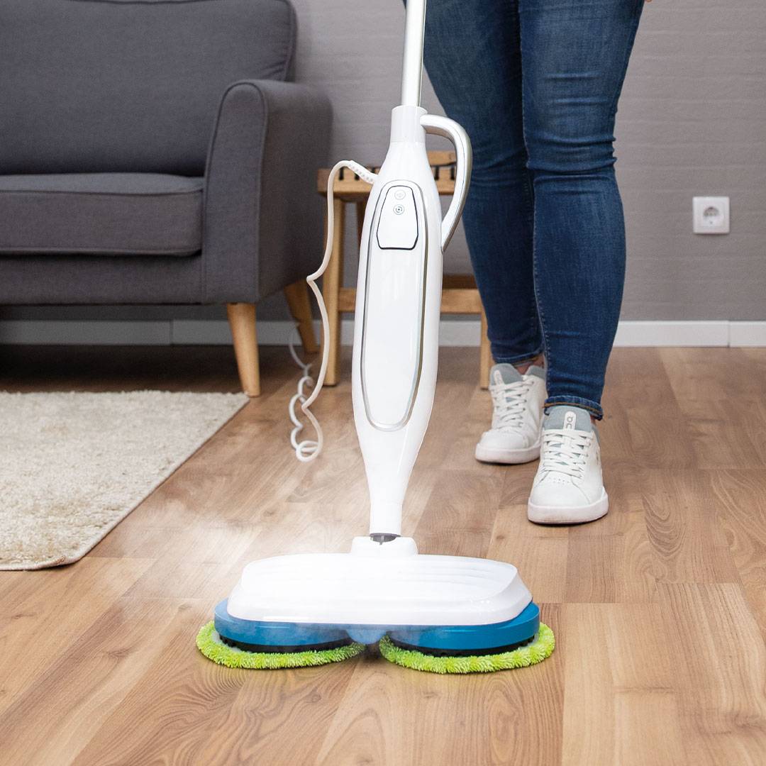 Livington Steam Twister weiß - rotierender Dampfreiniger inkl. Zubehör - Dampfbesen & Handdampfreiniger - Entfernt bis zu 99,9% der Bakterien - el