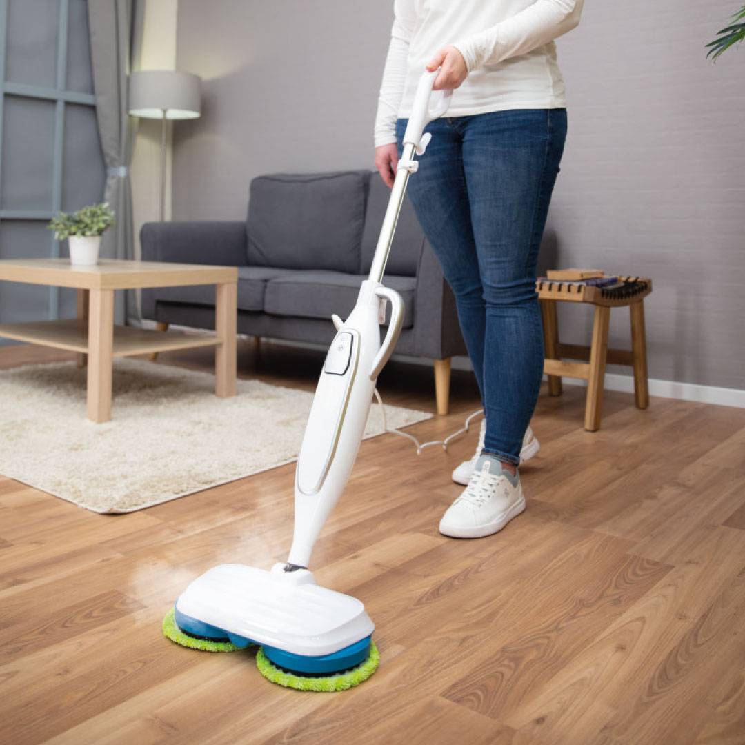 Livington Steam Twister weiß - rotierender Dampfreiniger inkl. Zubehör - Dampfbesen & Handdampfreiniger - Entfernt bis zu 99,9% der Bakterien - el