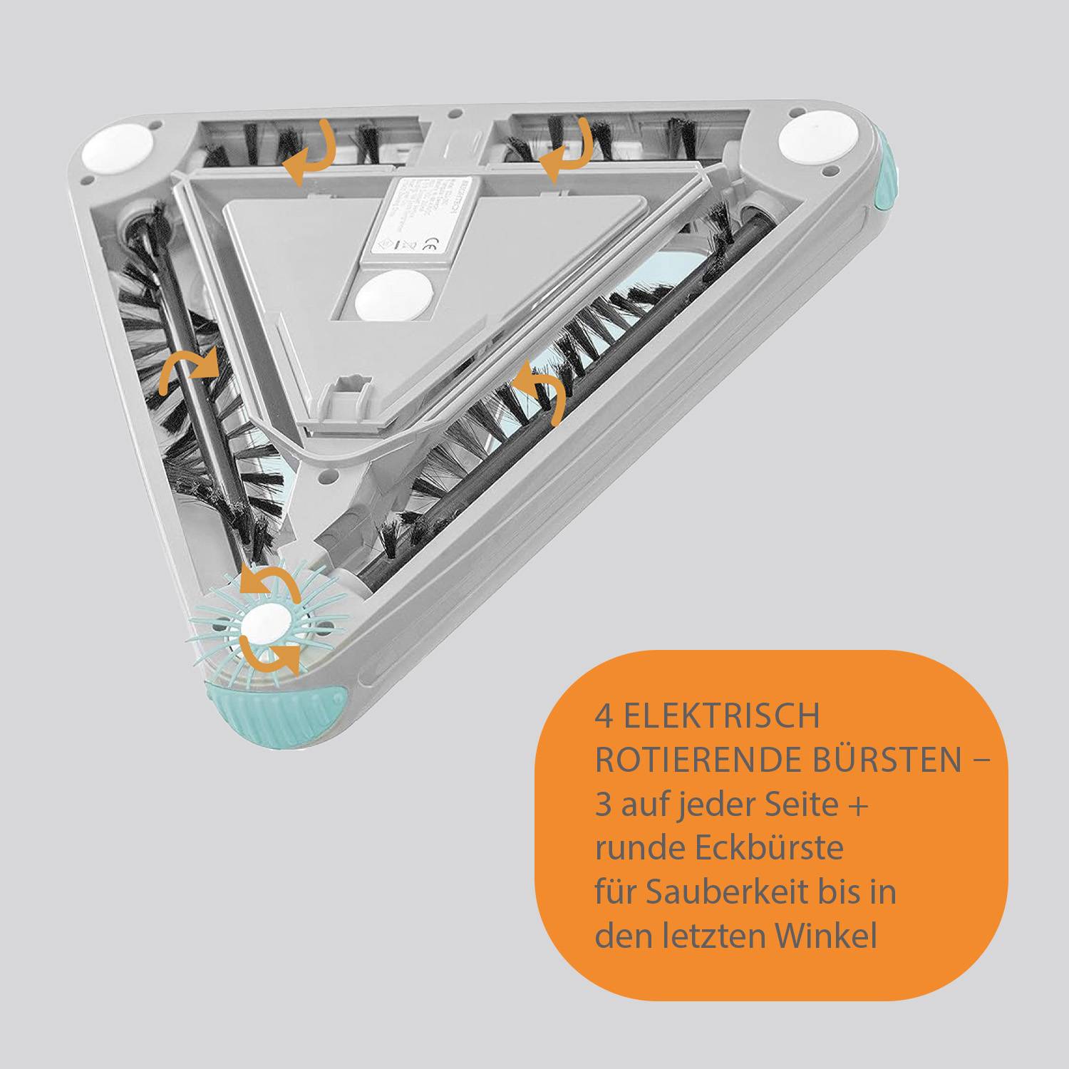 Livington Deeper Sweeper - Akku Bodenreiniger mit 4 rotierenden Bürsten & LED-Licht - kabelloser Akkubesen & elektrischer Kehrbesen ohne Beutel