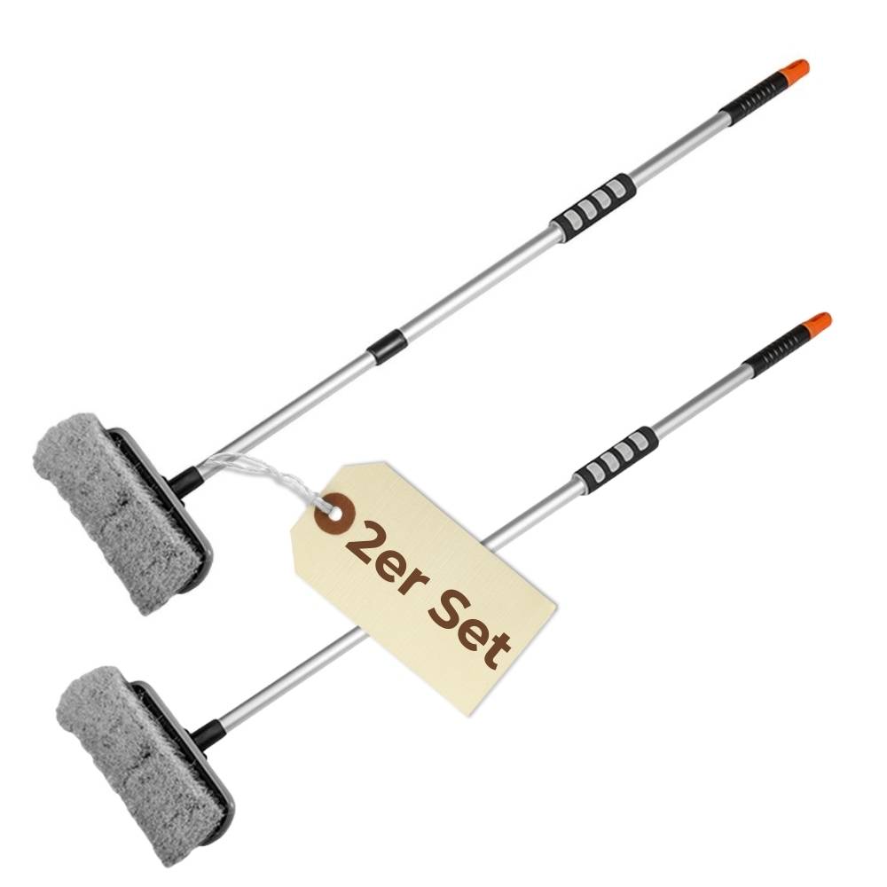 2x Autowaschbürste Teleskop Stiel Waschbürste Auto waschen PKW LKW Garten Boot Wohnmobil Alu Waschbürste mit Teleskopstiel 80 - 130 cm