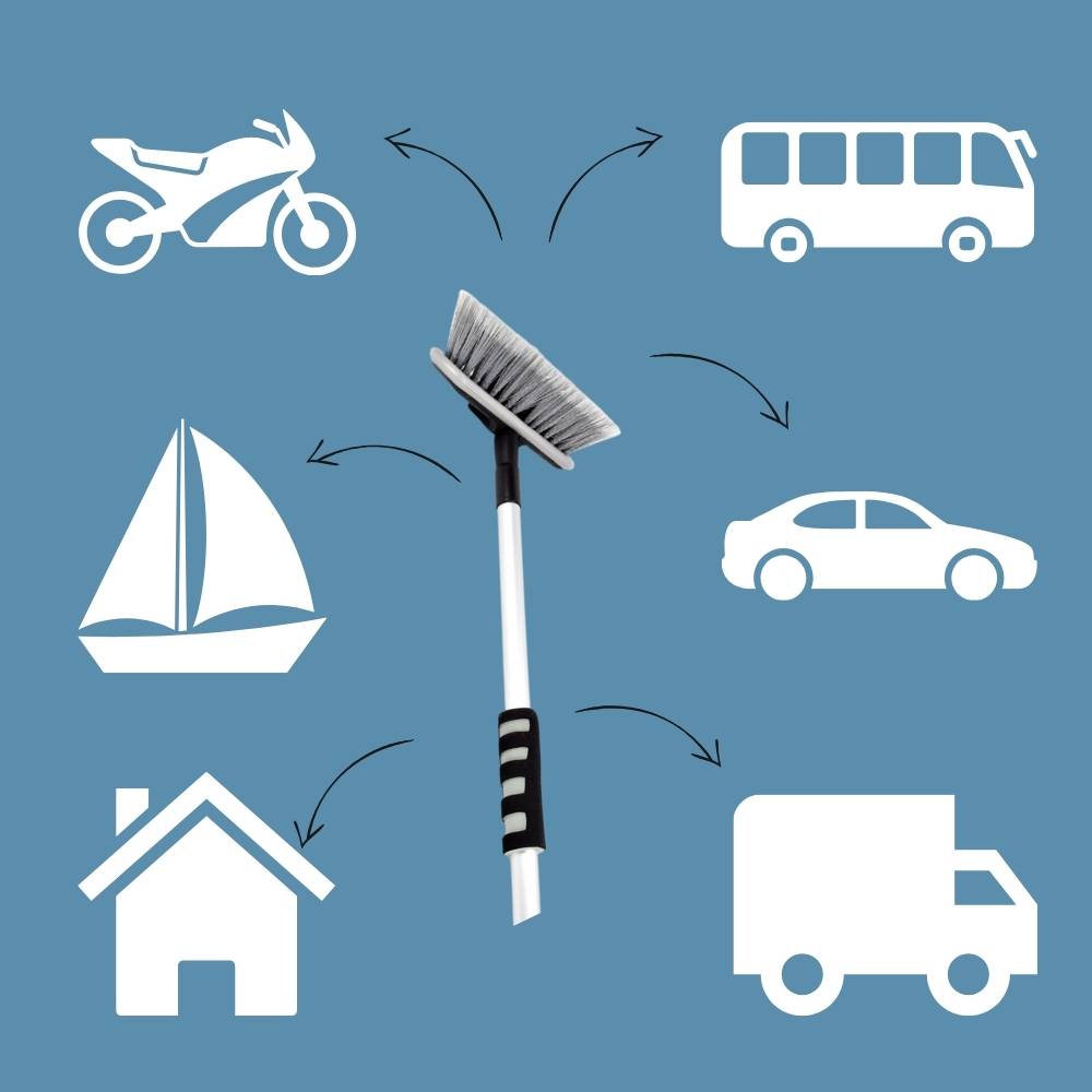 2x Autowaschbürste Teleskop Stiel Waschbürste Auto waschen PKW LKW Garten Boot Wohnmobil Alu Waschbürste mit Teleskopstiel 80 - 130 cm