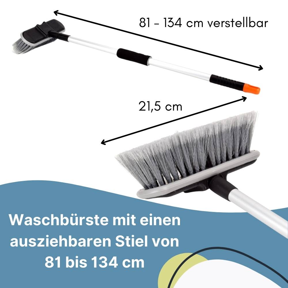 2x Autowaschbürste Teleskop Stiel Waschbürste Auto waschen PKW LKW Garten Boot Wohnmobil Alu Waschbürste mit Teleskopstiel 80 - 130 cm