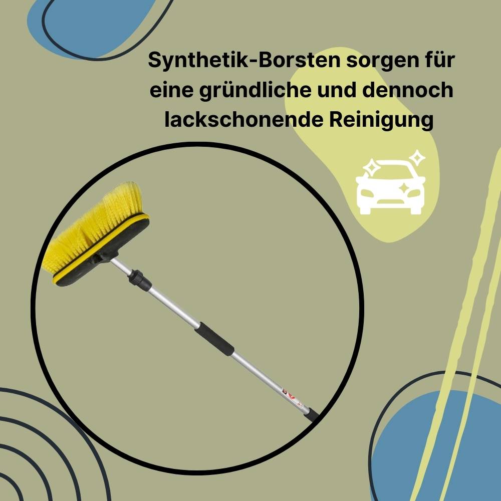 2x Autowaschbürste mit Schlauchanschluss Teleskop Stiel Waschbürste Auto Wasseranschluss PKW LKW Alu Waschbürste mit Teleskopstiel 100 - 170 cm