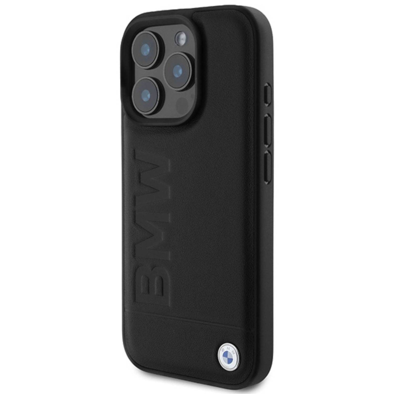 BMW Apple iPhone 16 Pro Max Hardcase Hülle Leather Hot Stamp MagSafe