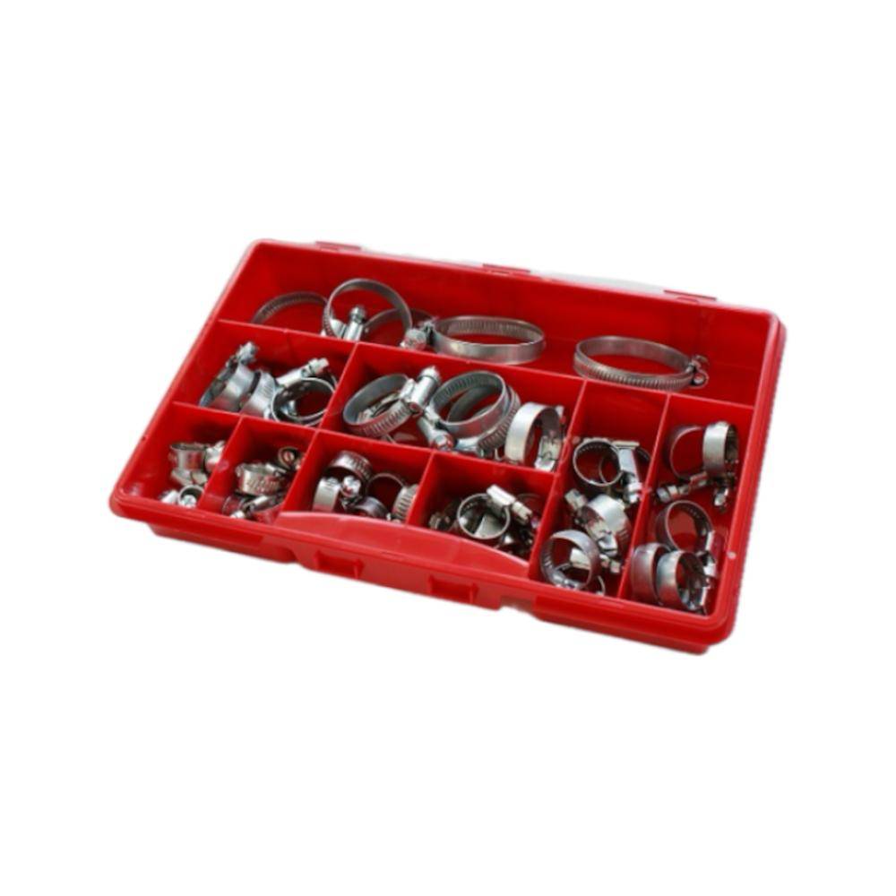 Schlauchschellensortiment TI 9 - Edelstahl W4 - Bandbreite 9 mm - 100 Schneckengewindeschellen + Schraubendreher - Preis per Set