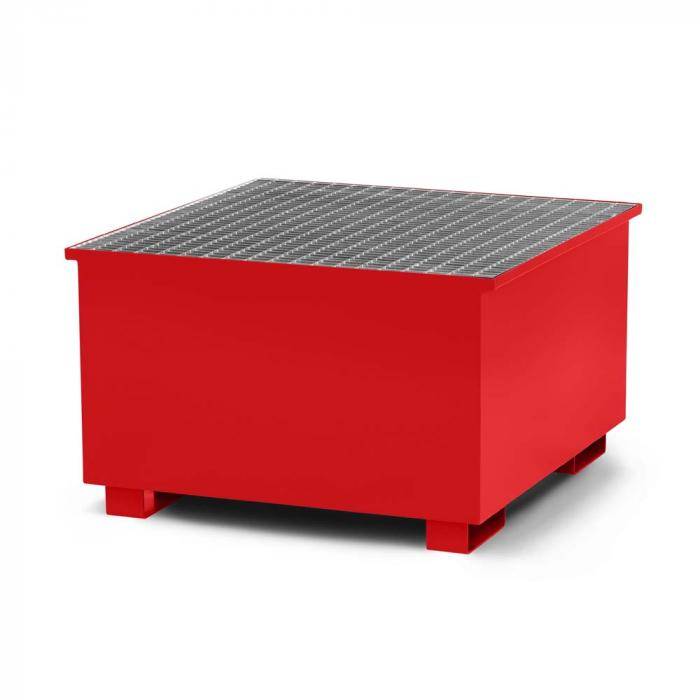 Auffangwannen Typ RTC-1 für IBC aus Stahl - für 1000 Liter IBC - ohne Abfüllbock Typ RAB - Farbe RAL 3000 feuerrot