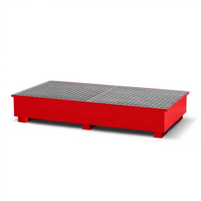 Auffangwannen Typ RTC-2 für IBC aus Stahl - für 2x 1000 Liter IBC - ohne Abfüllbock Typ RAB - Farbe RAL 3000 feuerrot